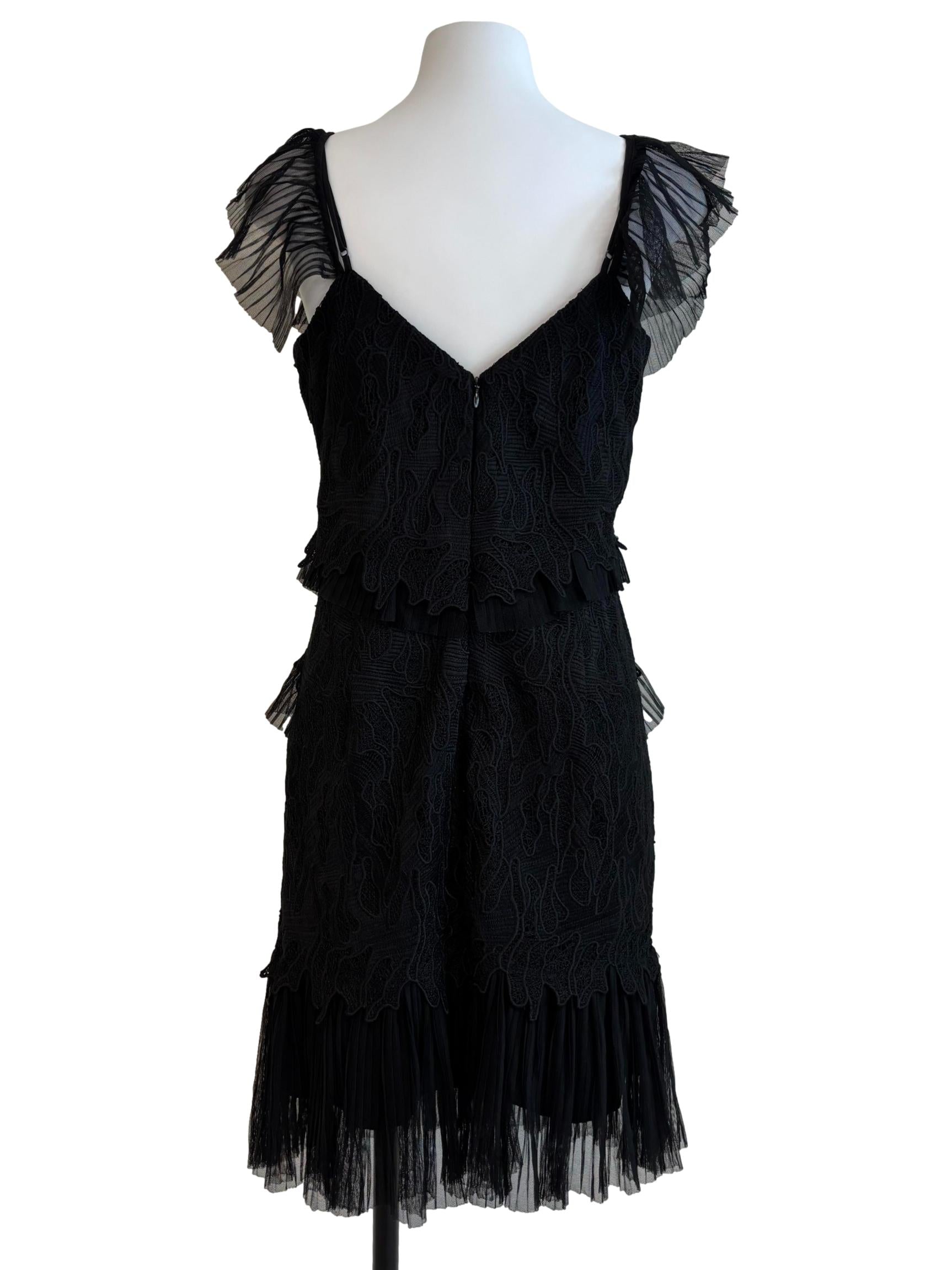Raven Black Ruffle Tier Pencil Dress