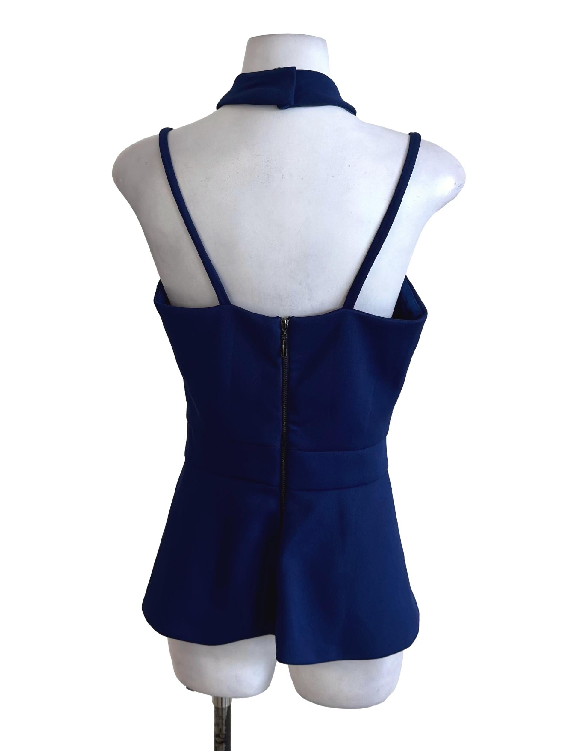 Royal Blue Halter Peplum Top