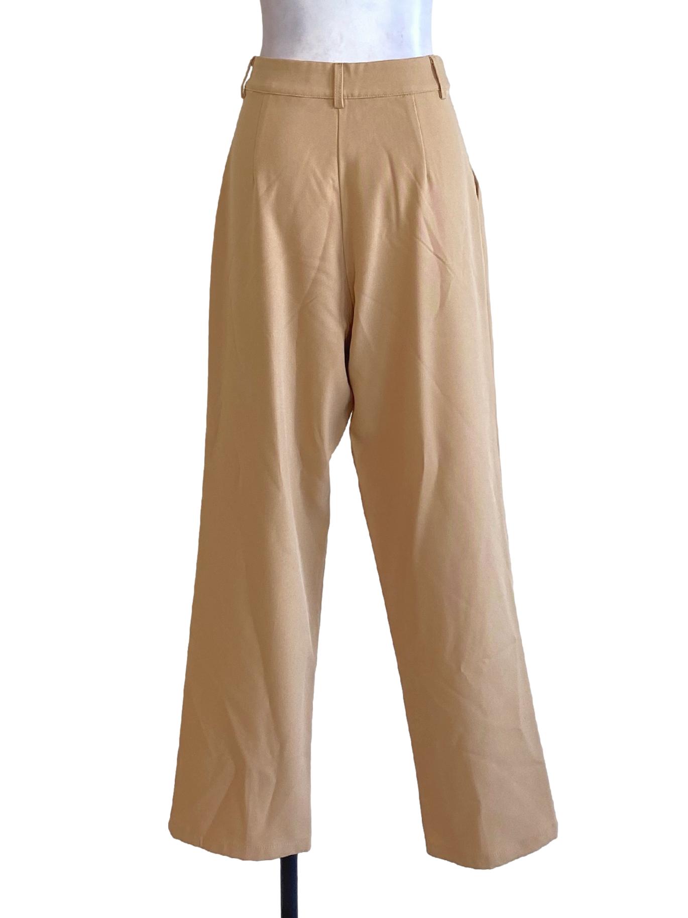 Sepia Brown Buttoned Loose Tailored Pants TWL