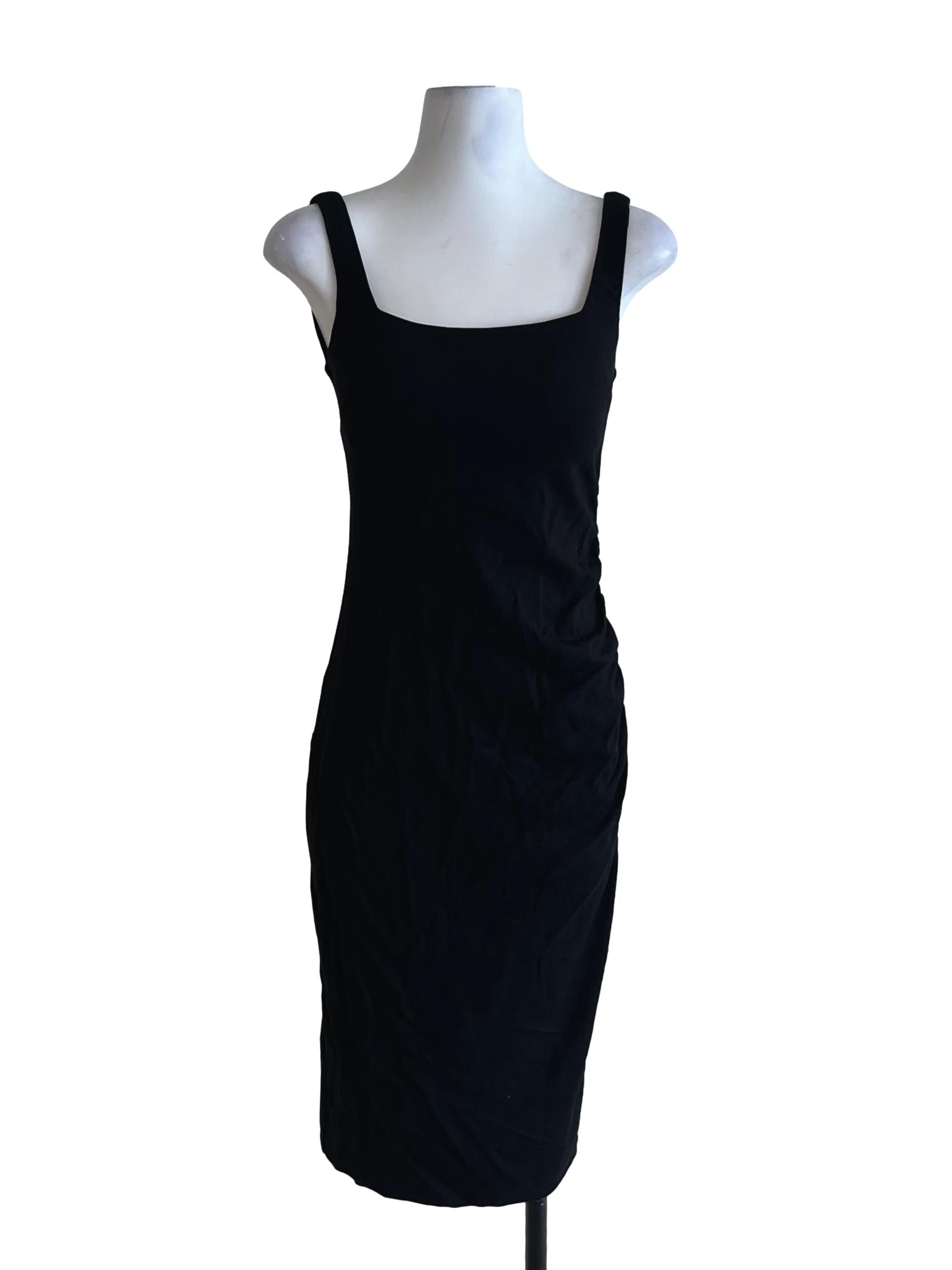 Black Square Neckline Sheath Dress