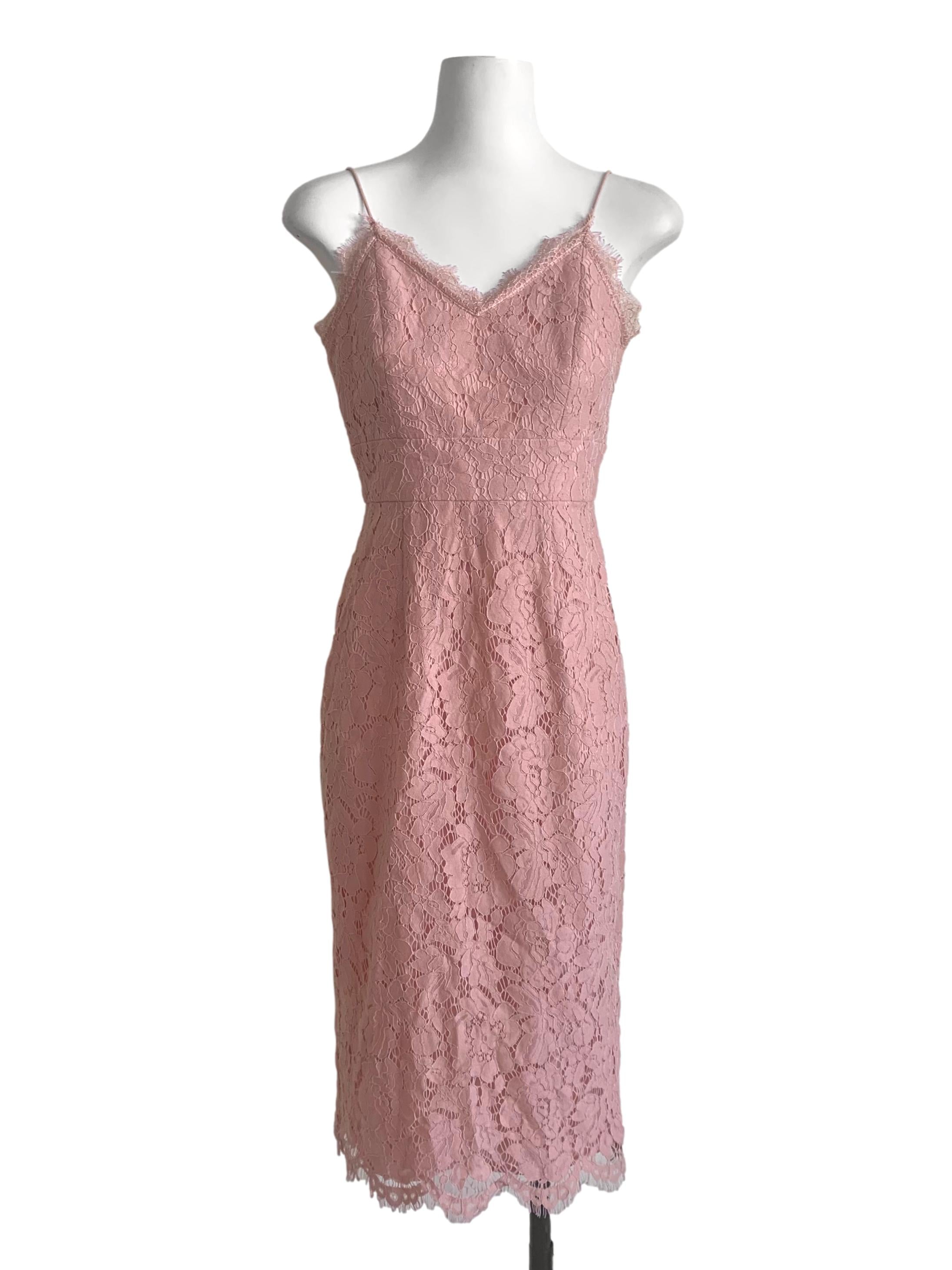 Salmon Pink Lace Pattern Sheath Dress LB
