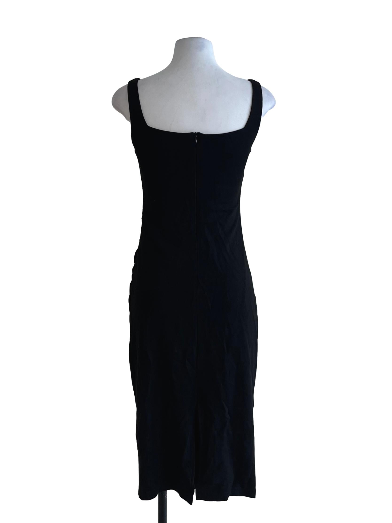 Black Square Neckline Sheath Dress