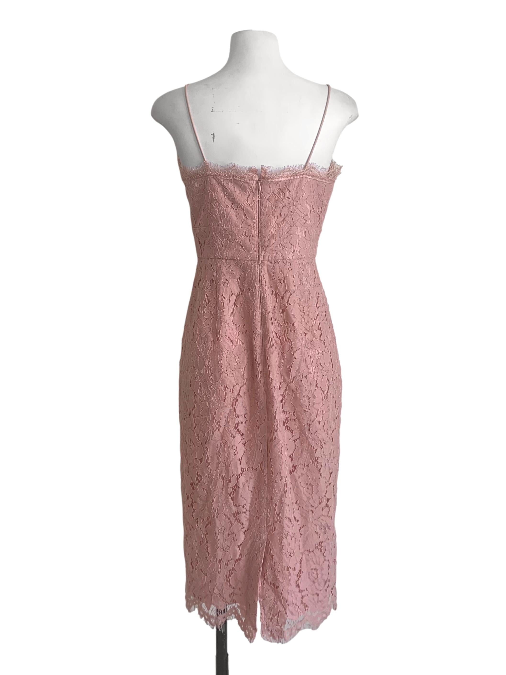 Salmon Pink Lace Pattern Sheath Dress LB