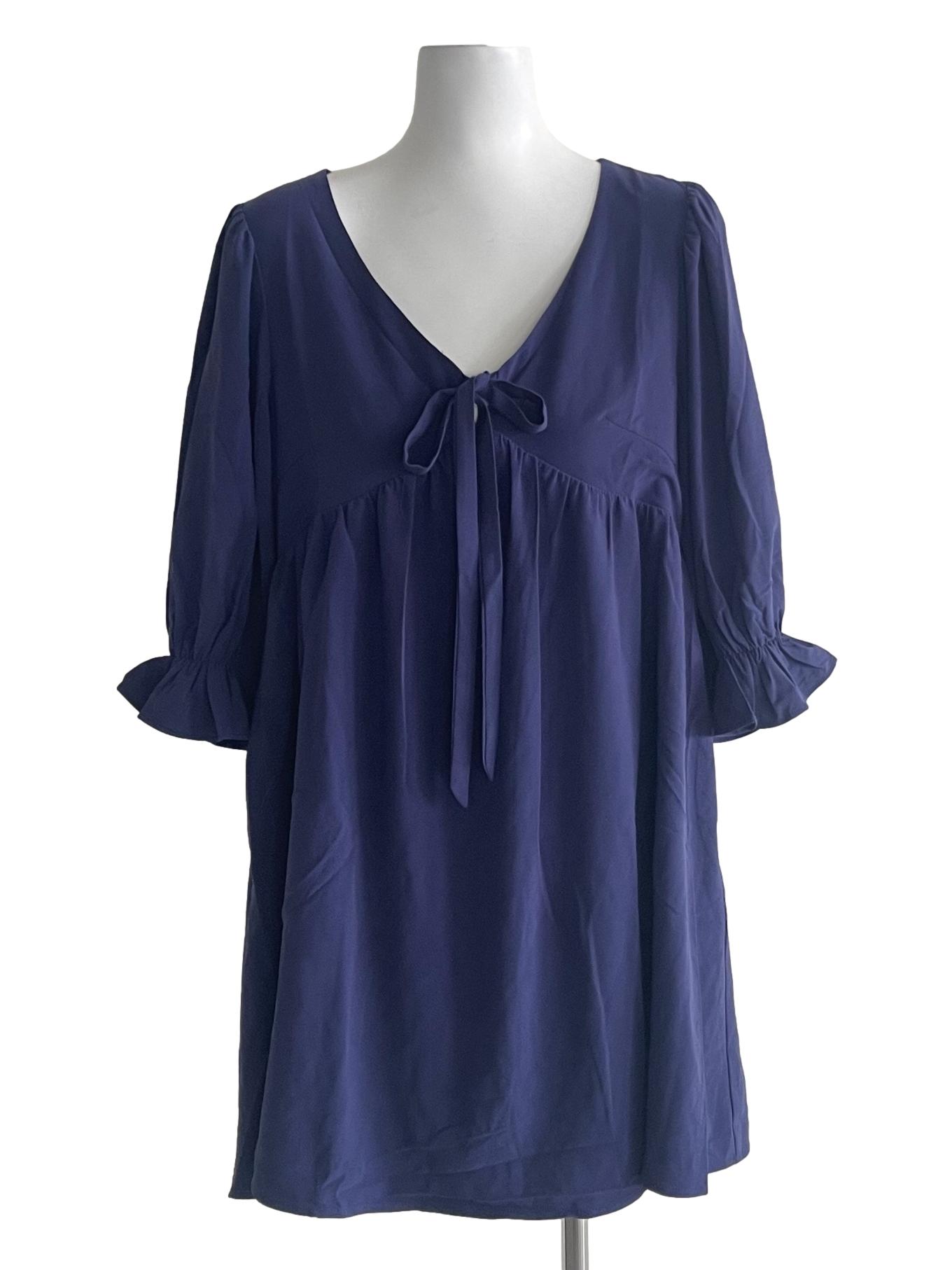 Azure Ruffle Long Sleeved Blouse