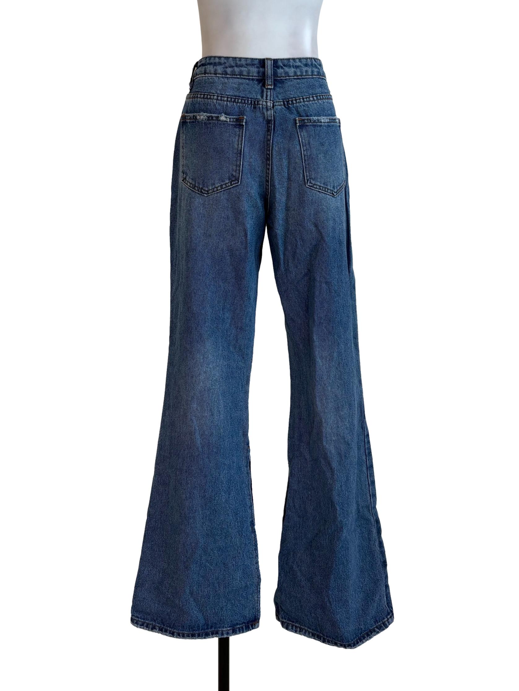 Blue High Rise Flared Jeans
