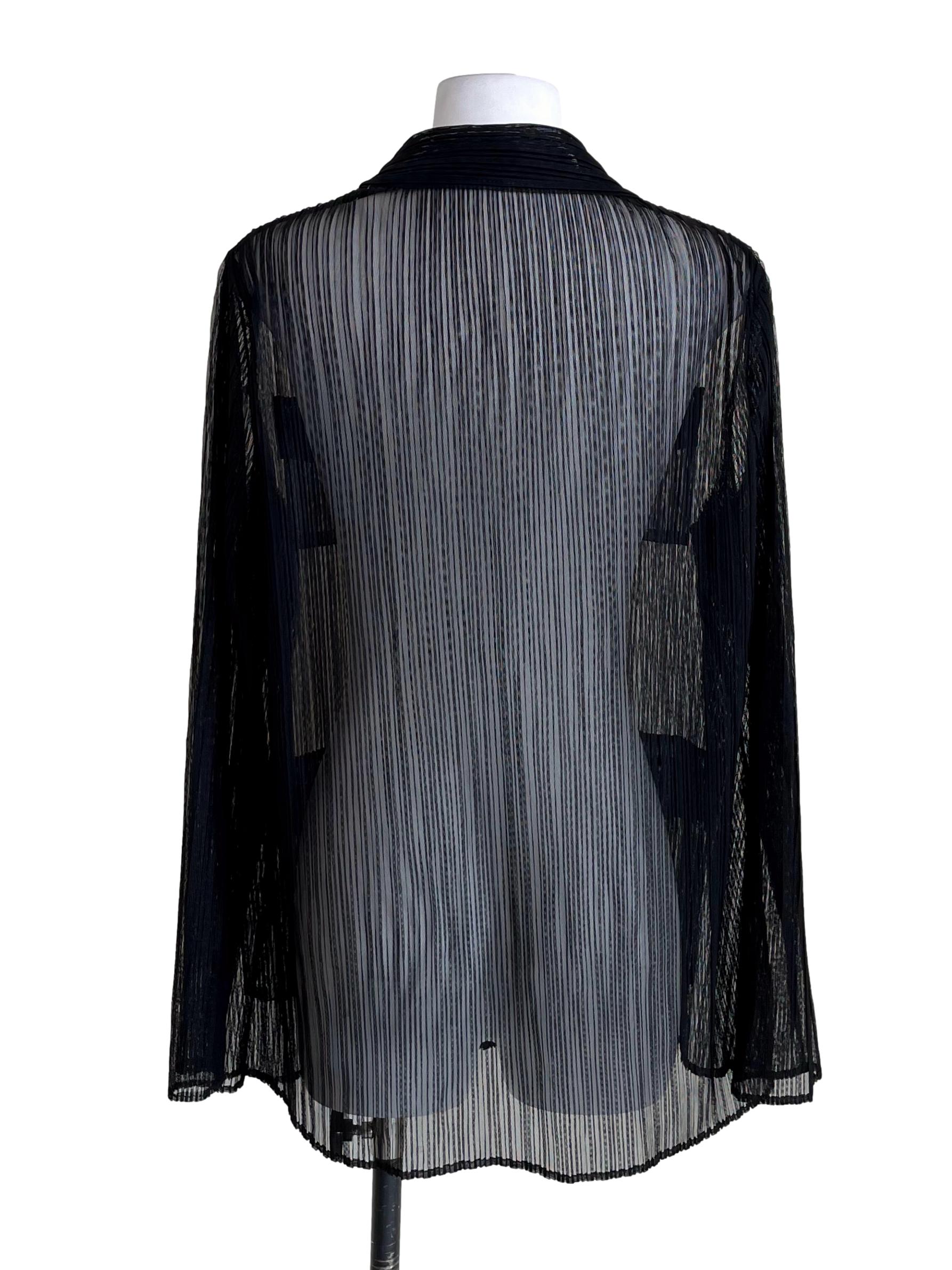 Black Accordion Mesh Sheer Shirt LB