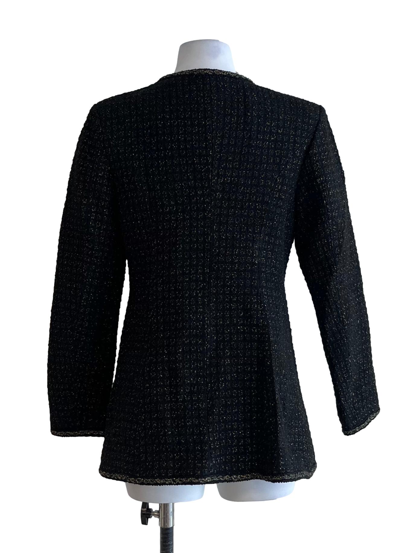 Black Tweed Single-Breasted Blazer
