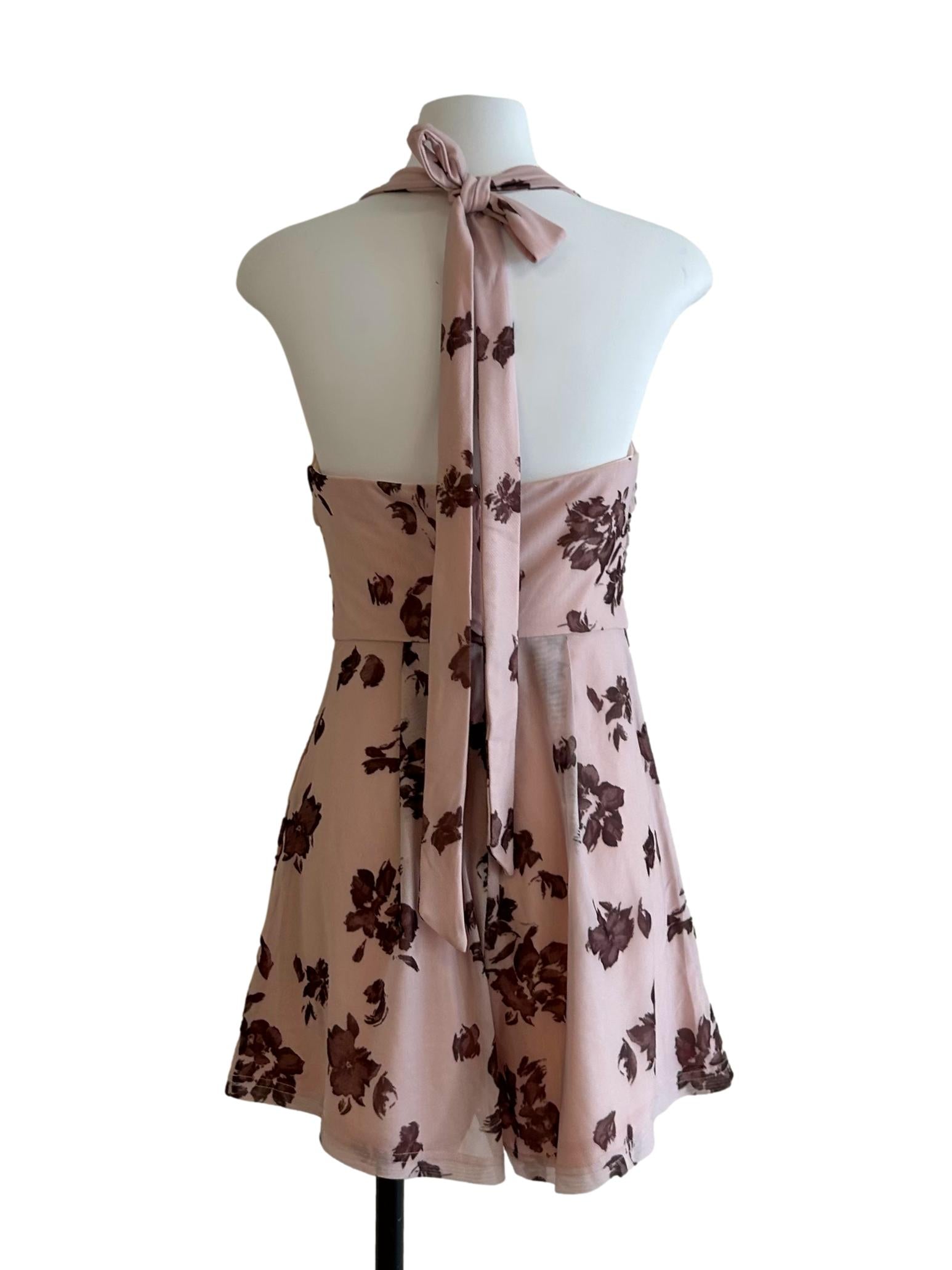 Rose Pink Floral Mesh Rompers