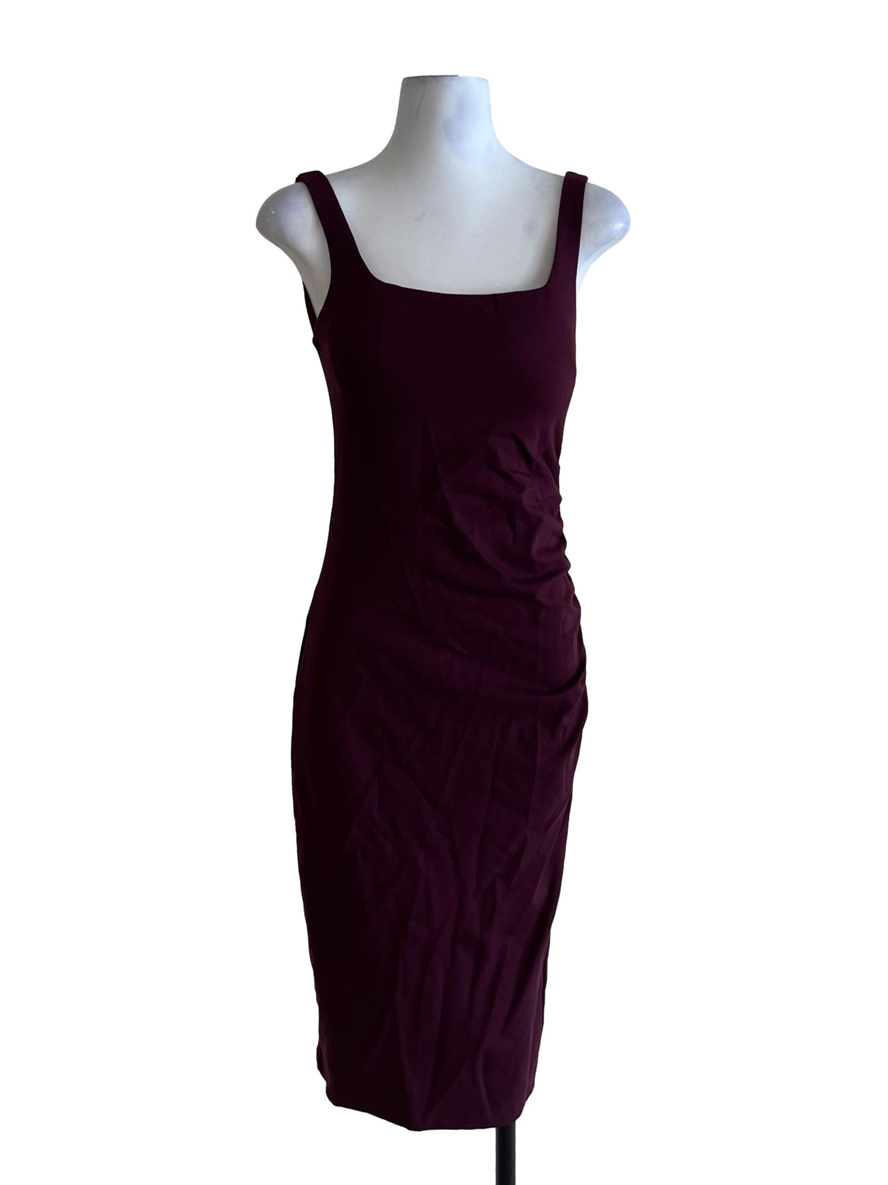 Plum Purple Square Neckline Sheath Dress