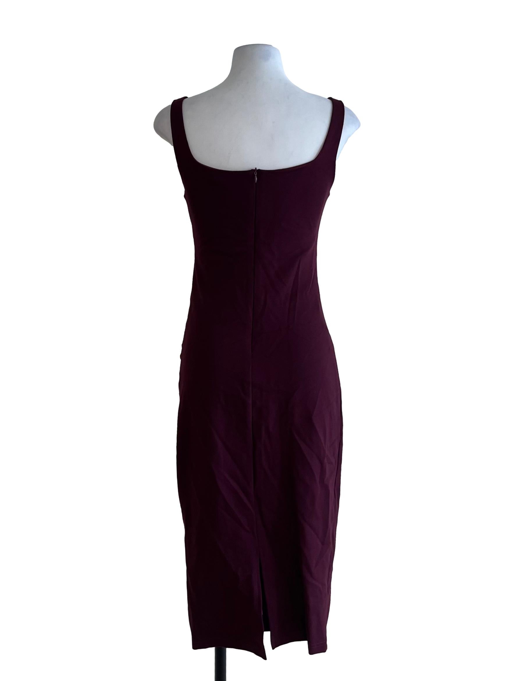 Plum Purple Square Neckline Sheath Dress