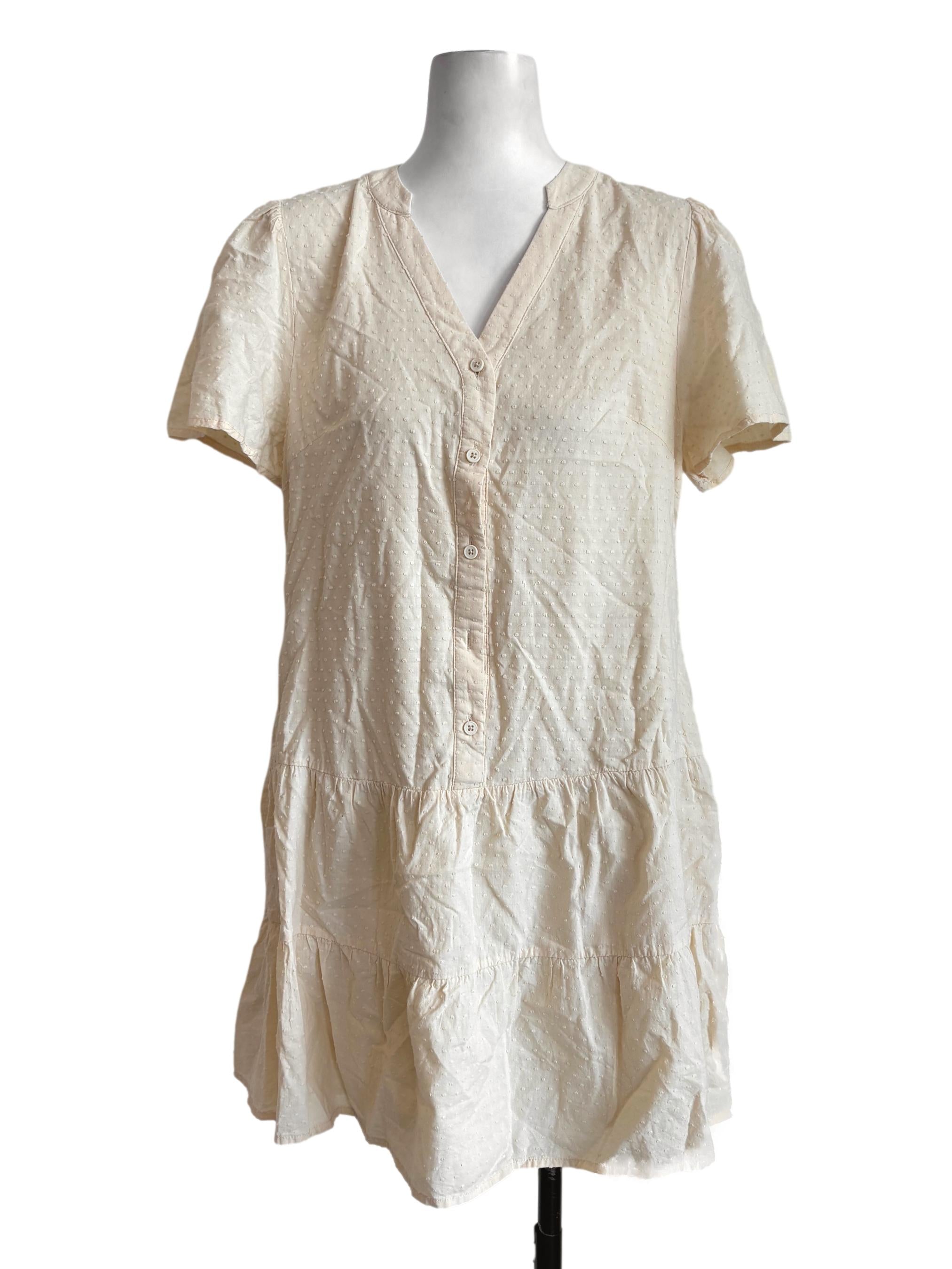 Cream Swiss Dots Tiered Dress