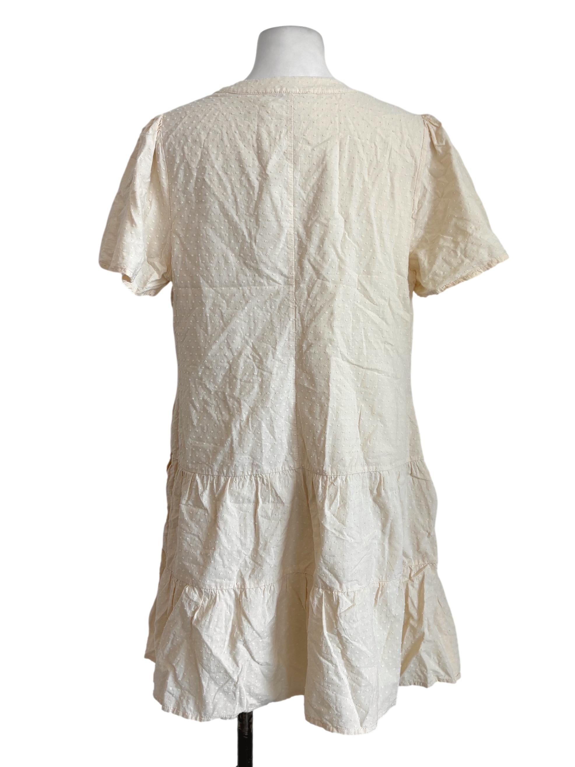 Cream Swiss Dots Tiered Dress