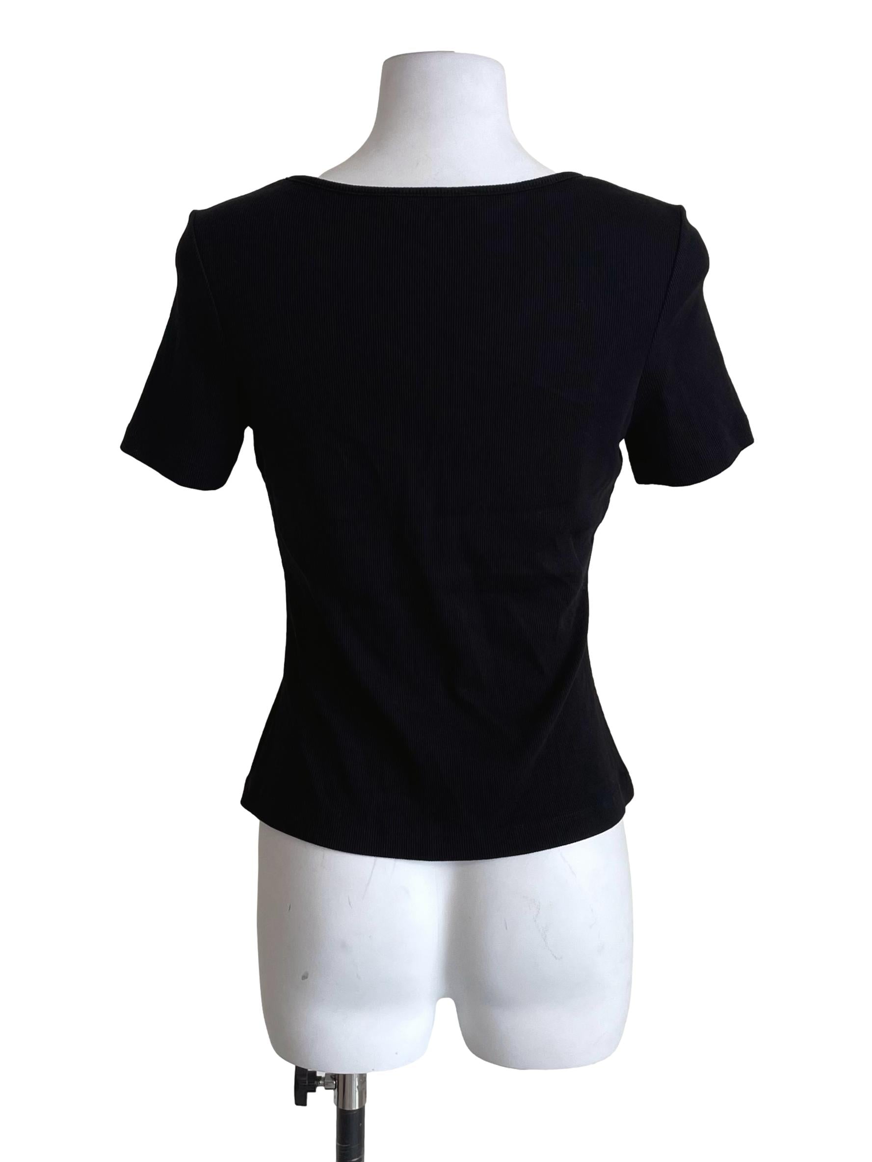 Black Square Neck Knit Top LB