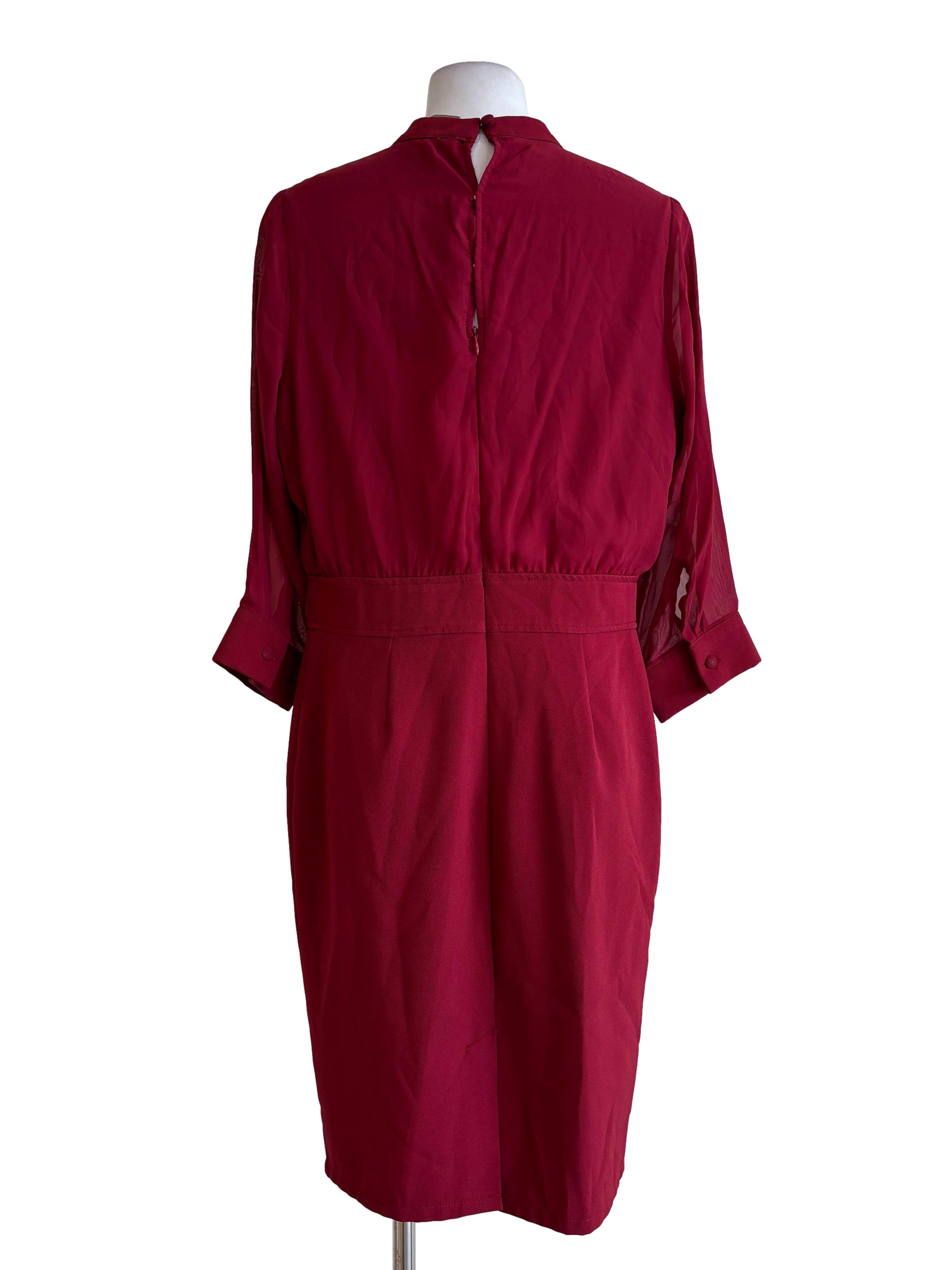 Red Long Sleeve Midi Dress