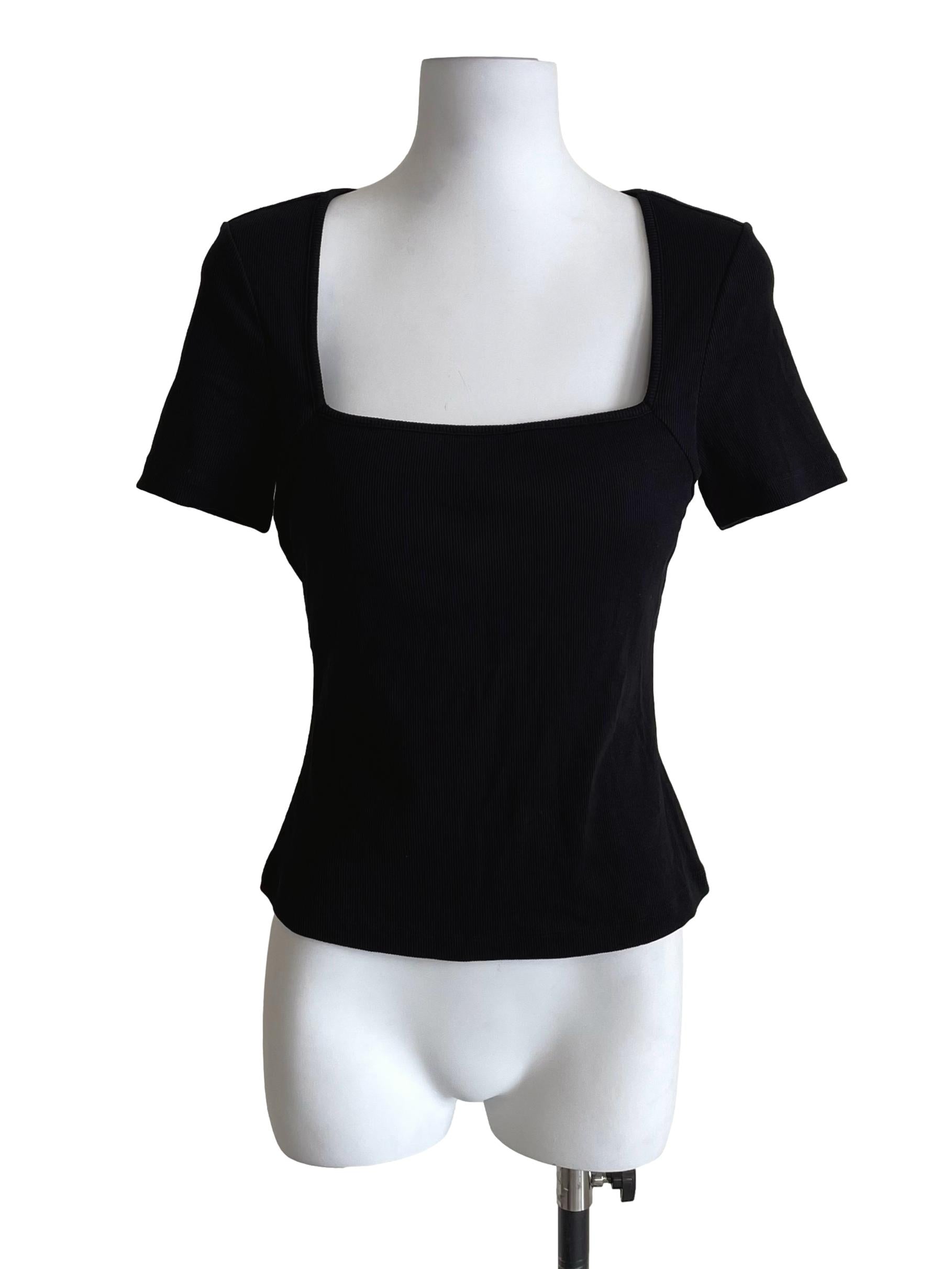 Black Square Neck Knit Top LB