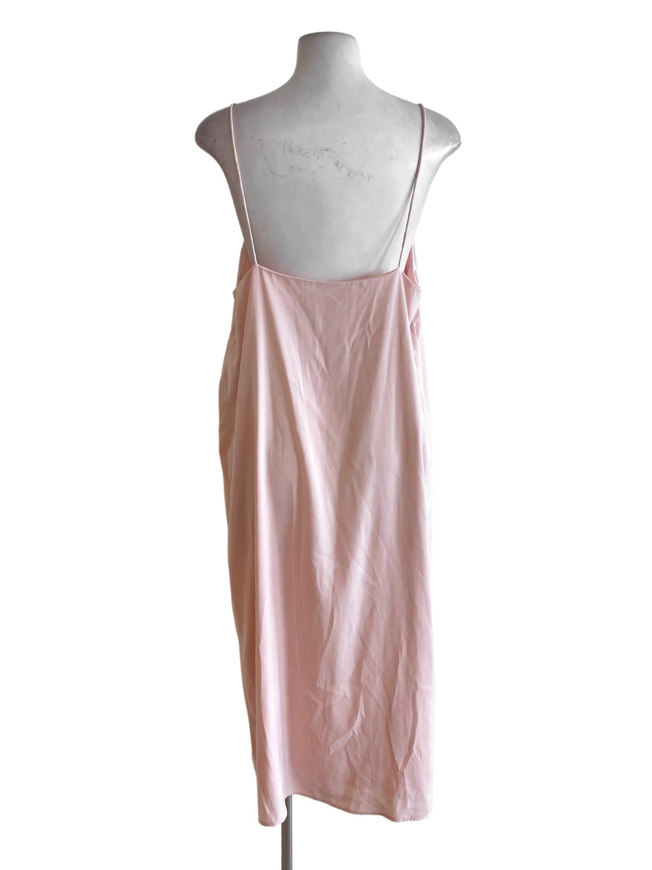 Peach Pink Deep V Neck Slip Dress TTR