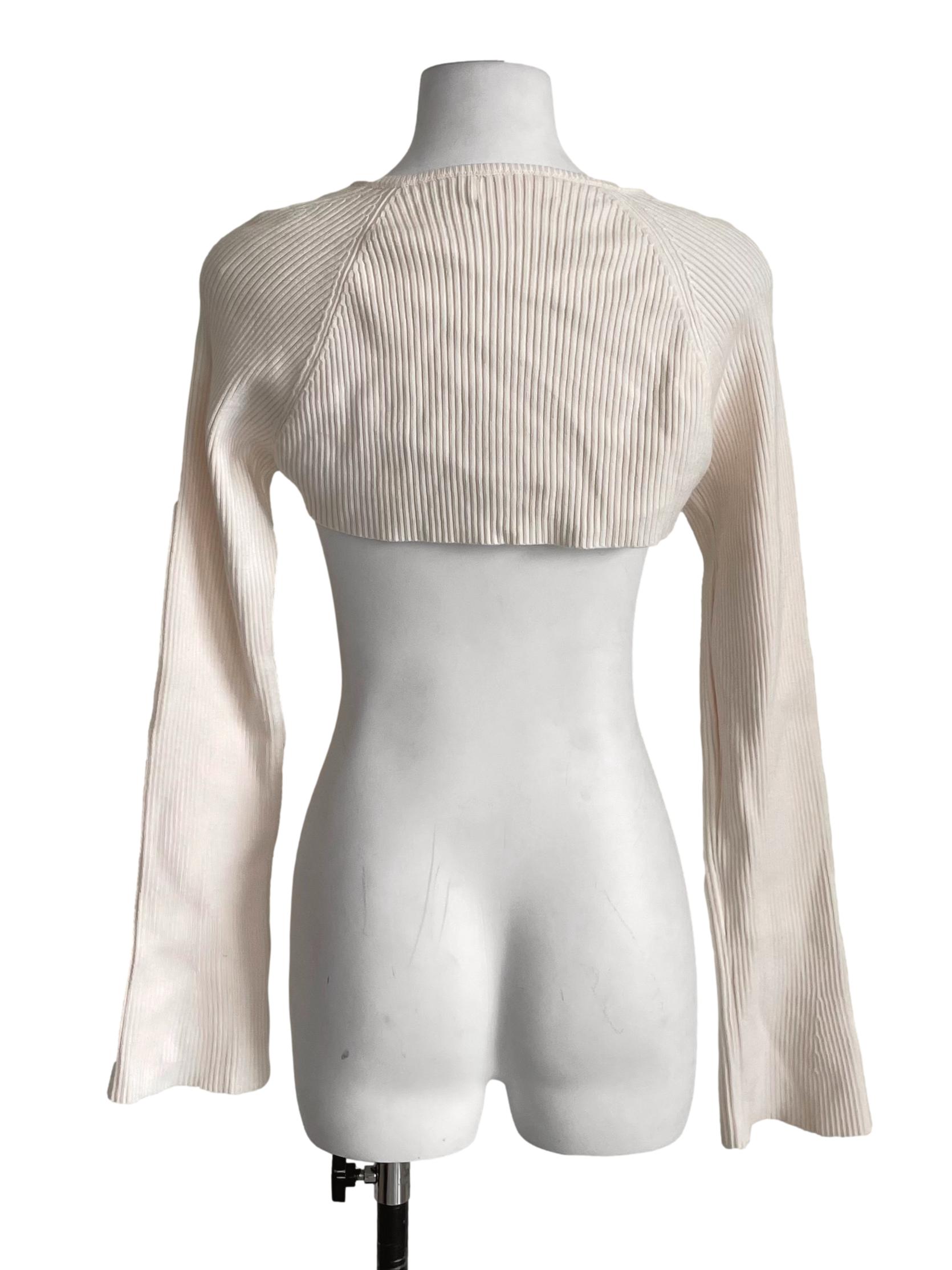 Off White Ribbed Shrug Cardigan