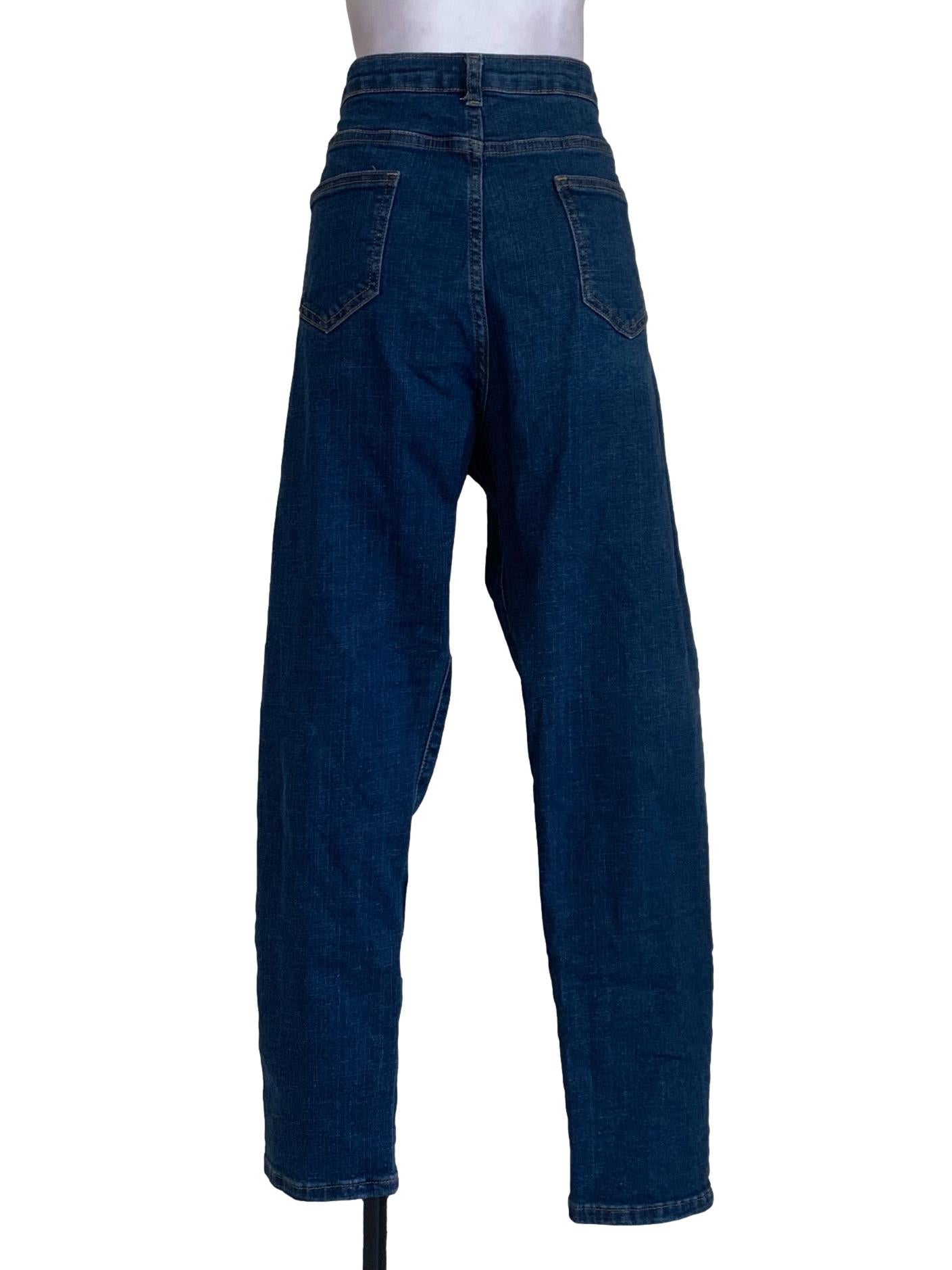 Dark Blue Denim Asymmetrical Front Seam Detail Skinny Jeans