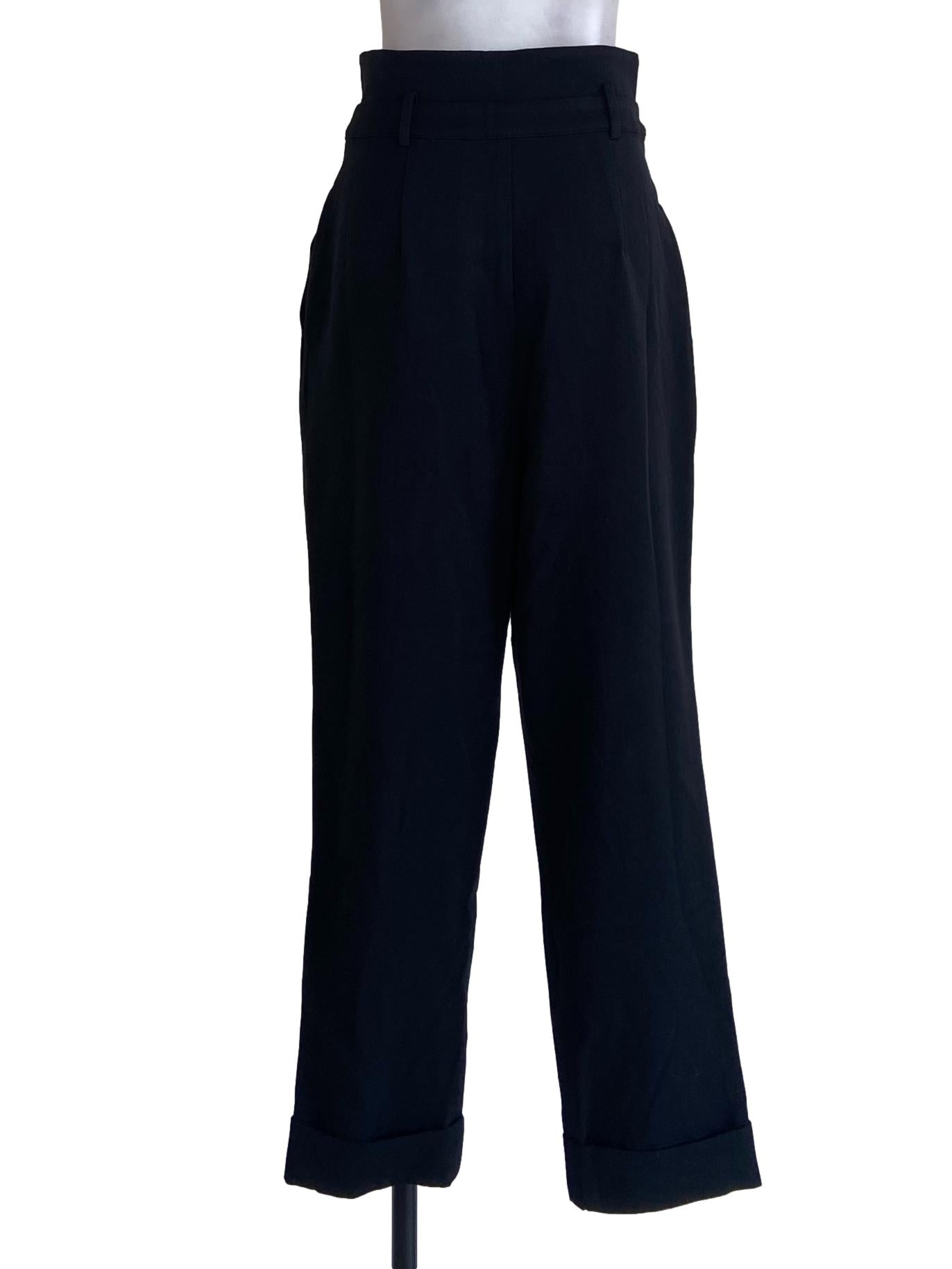 Black High Waist Fold Formal Pants