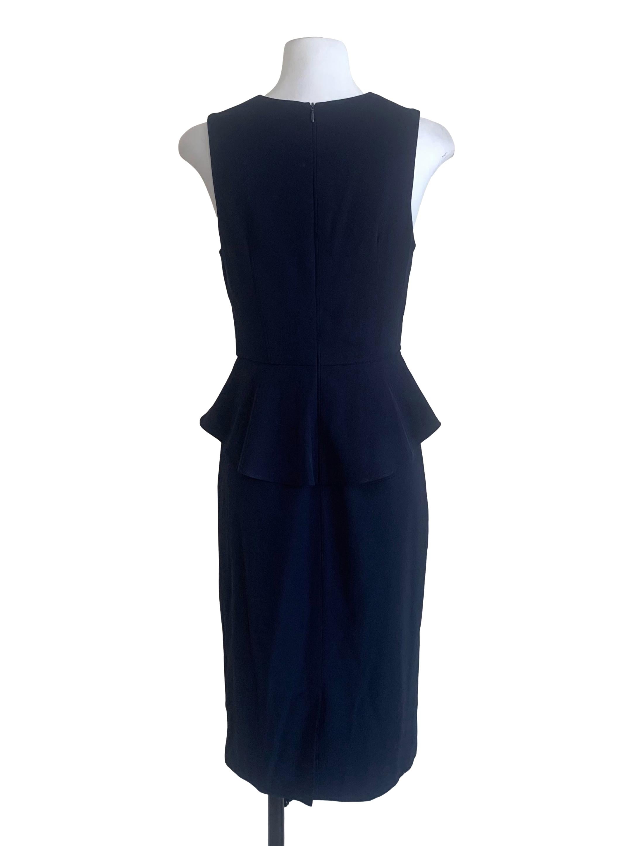 Navy Blue Round Neck Peplum Dress LB