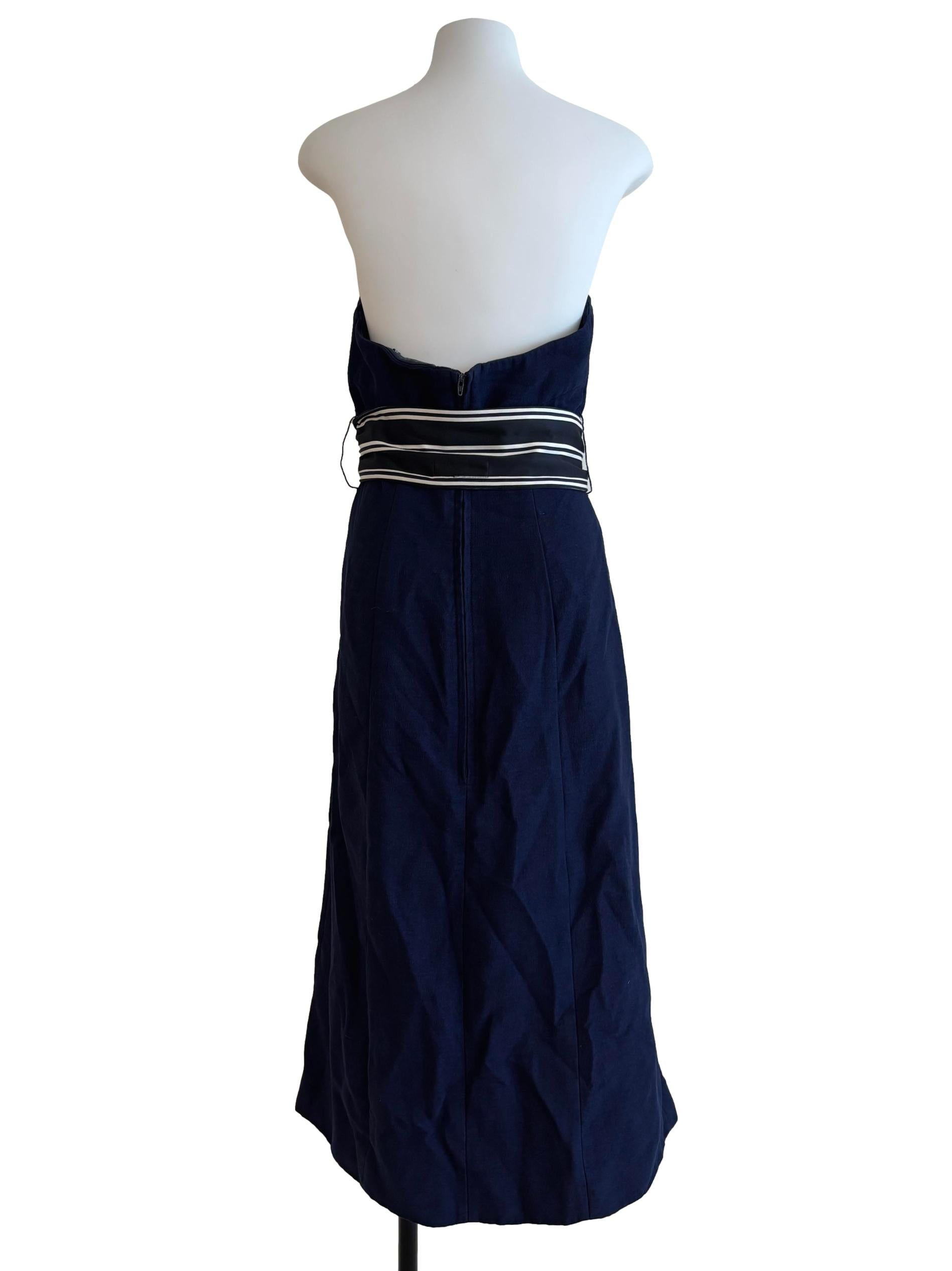 Navy Blue Strapless Midi Dress