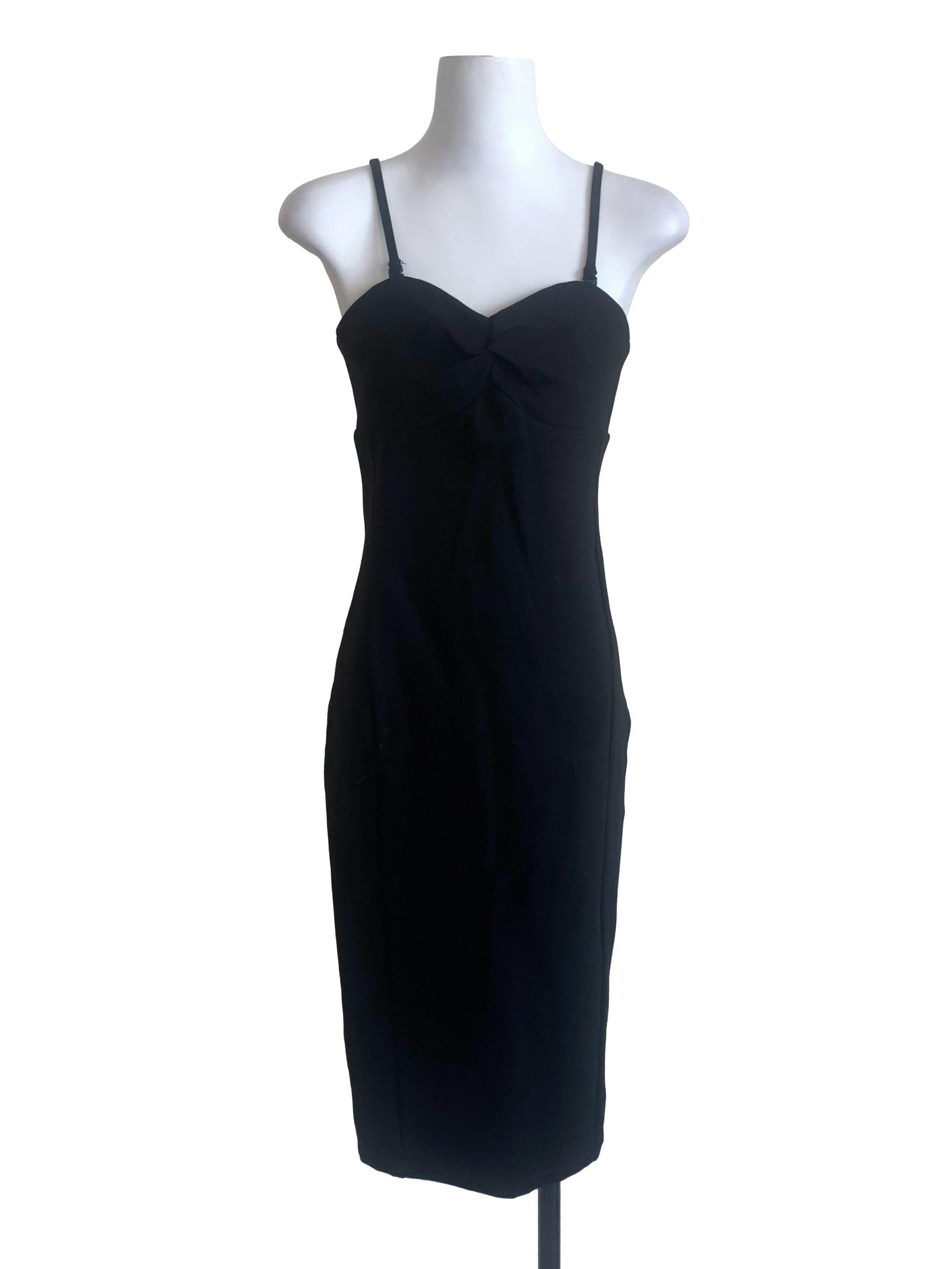 Midnight Black Spaghetti Strap Sheath Dress