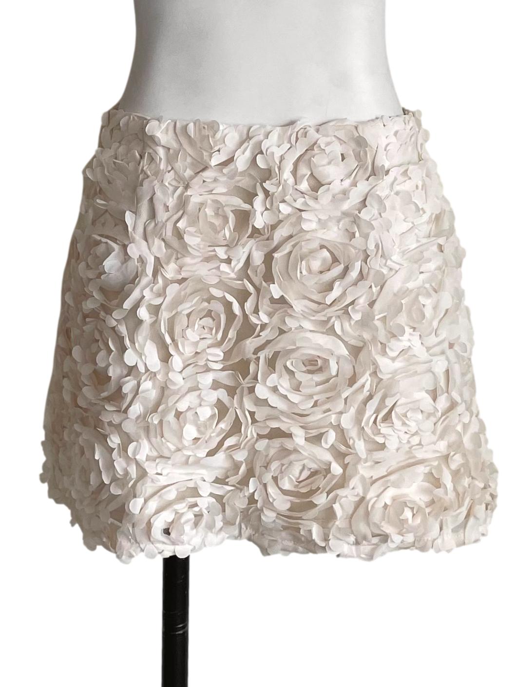 Off White 3D Floral Mini Skirt