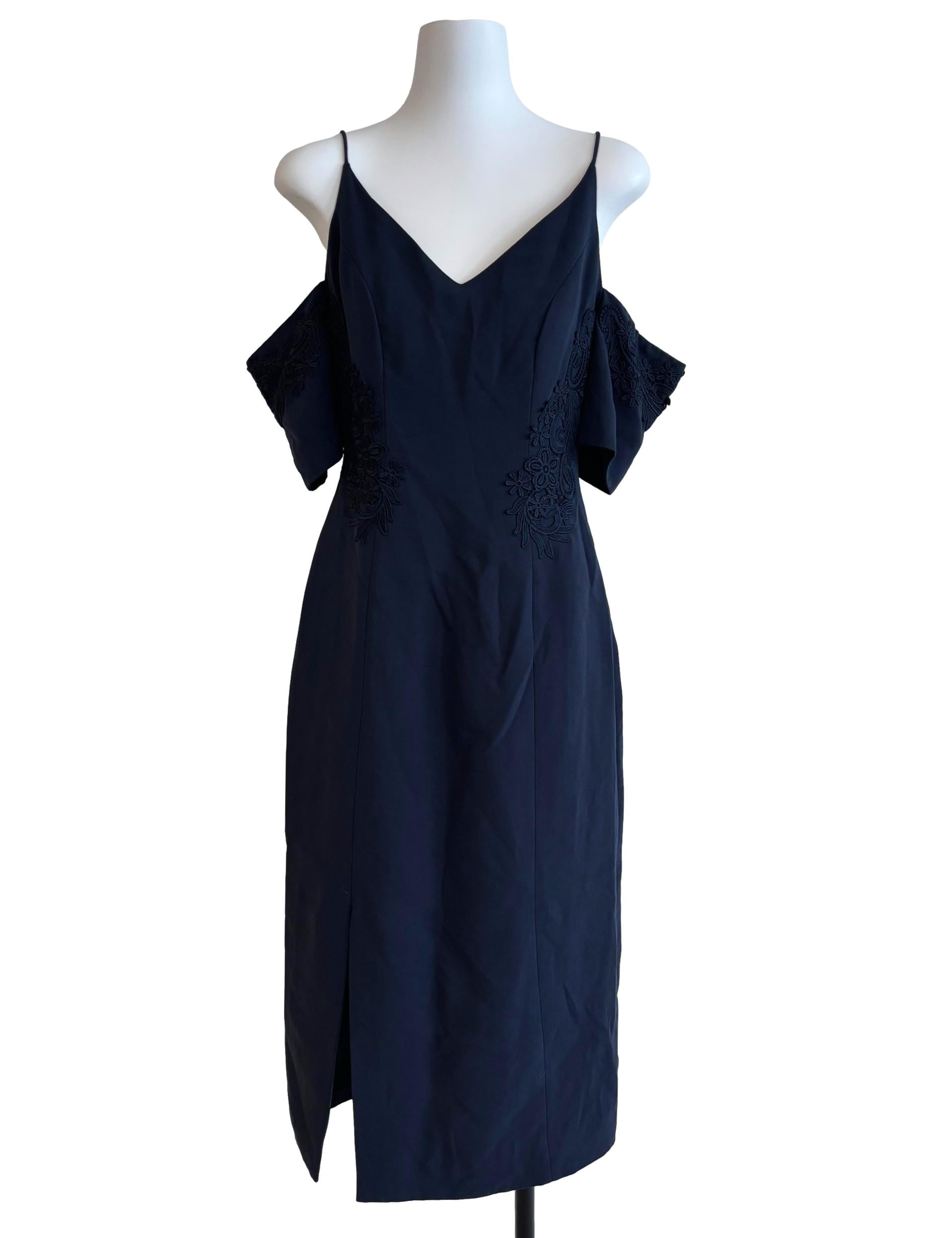Peacock Blue Off Shoulder Sheath Dress