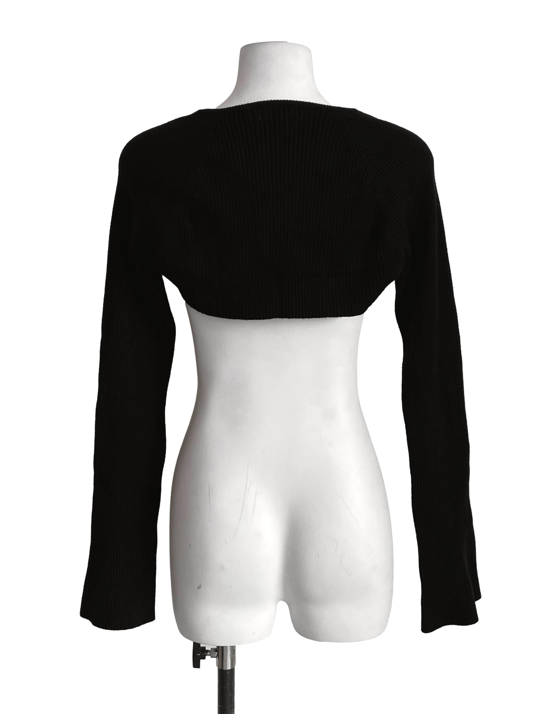 Black Ribbed Shrug Cardigan