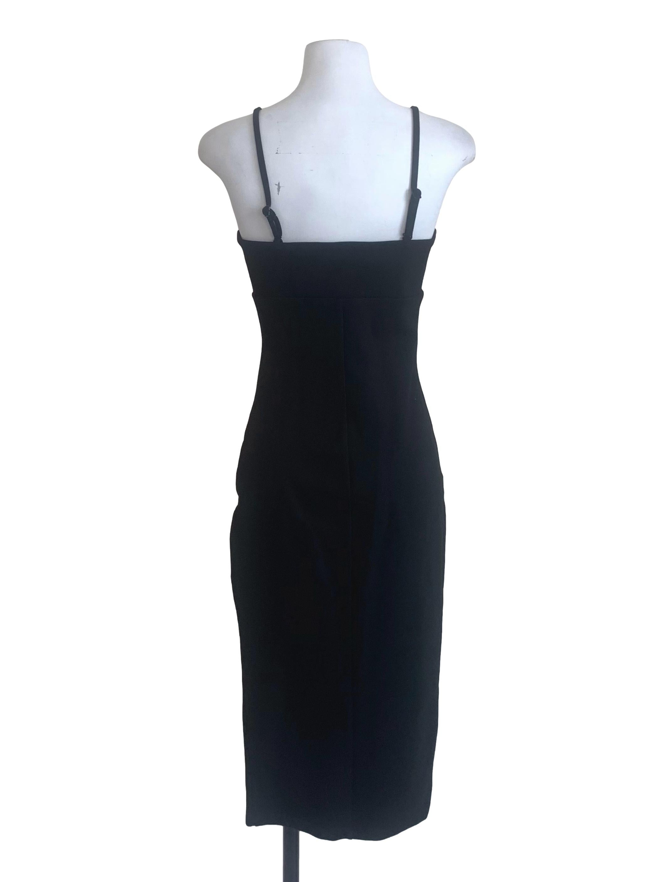 Midnight Black Spaghetti Strap Sheath Dress