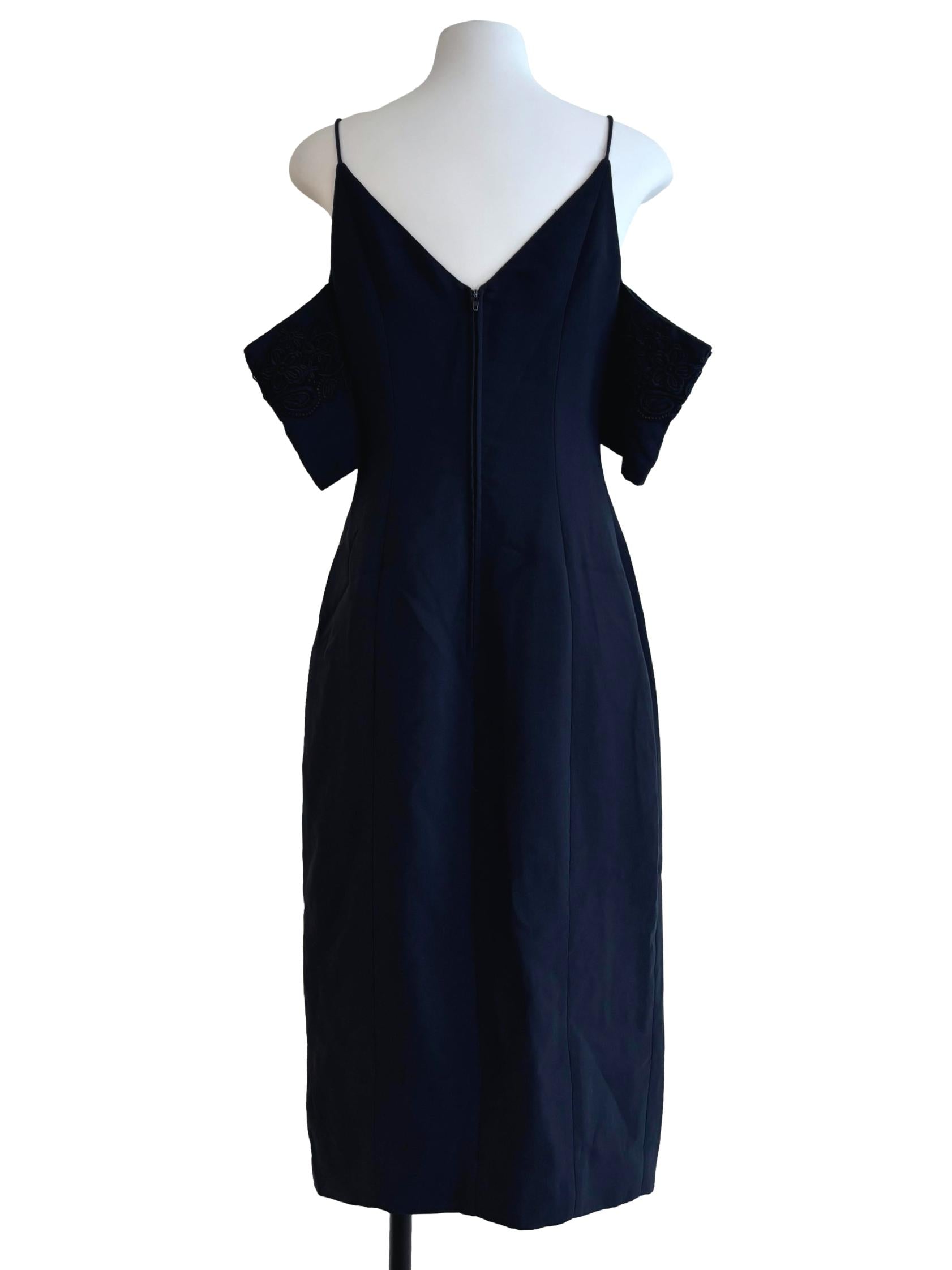 Peacock Blue Off Shoulder Sheath Dress
