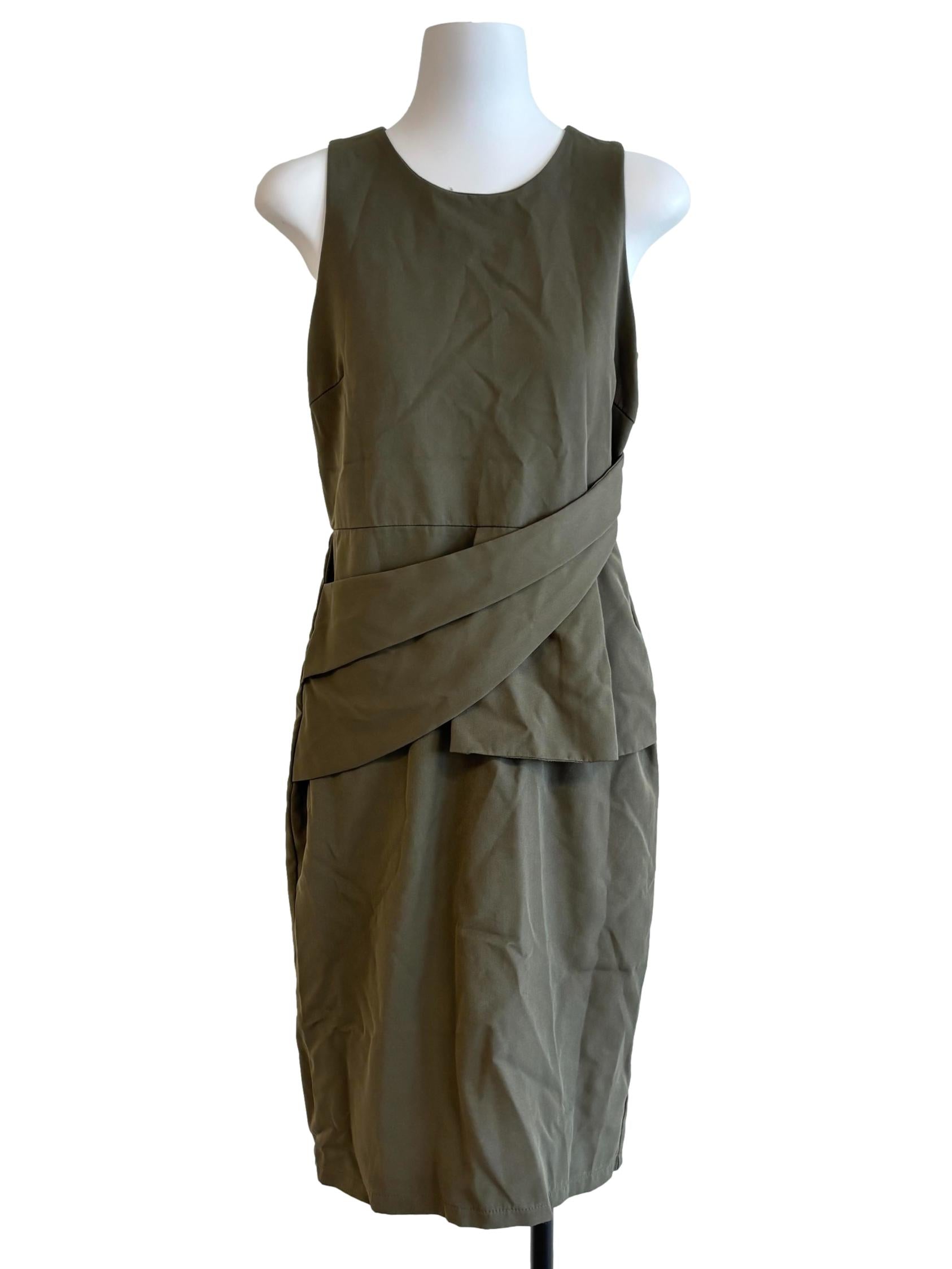 Moss Green Sleeveless Pencil Dress