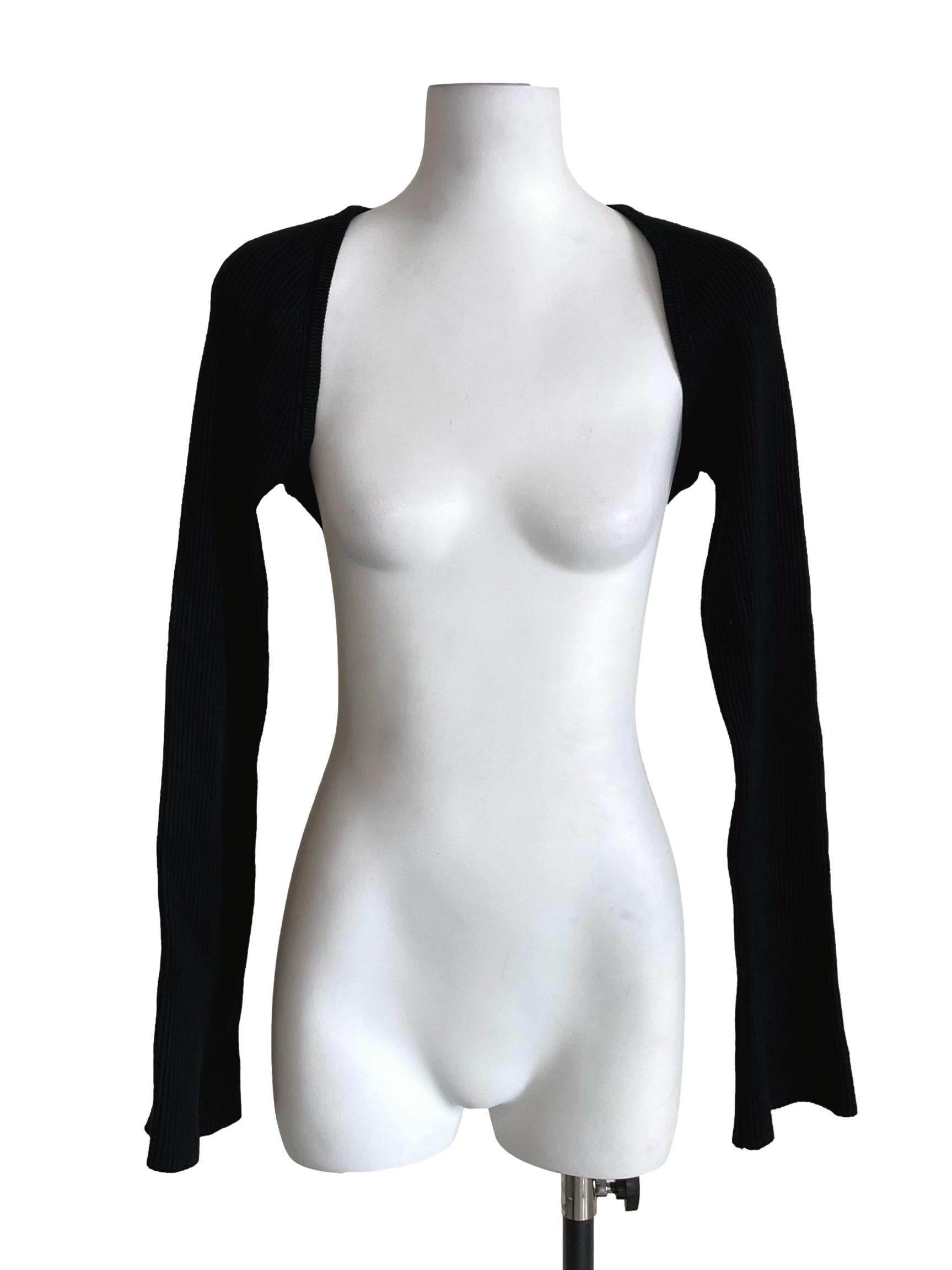 Black Ribbed Shrug Cardigan