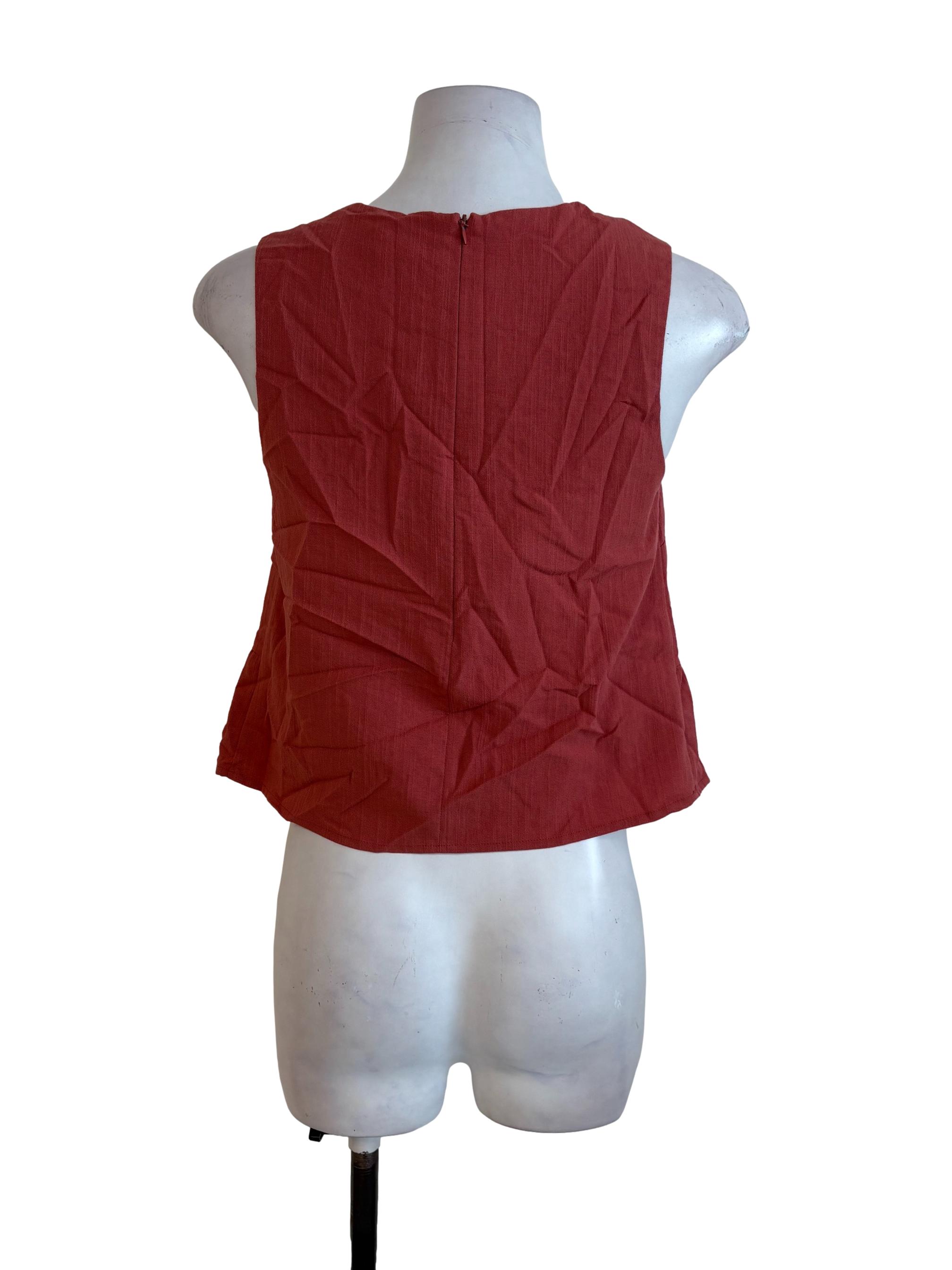 Salmon Sleeveless Ruffled Top