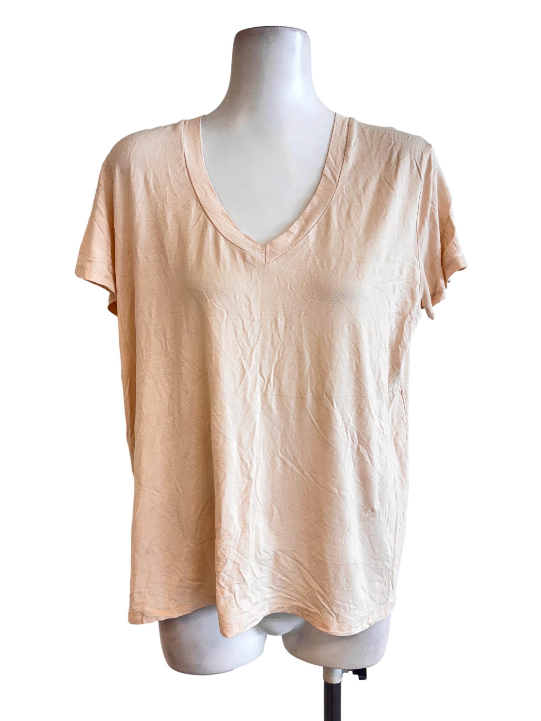 Cantaloupe Orange V Neck Top TEM