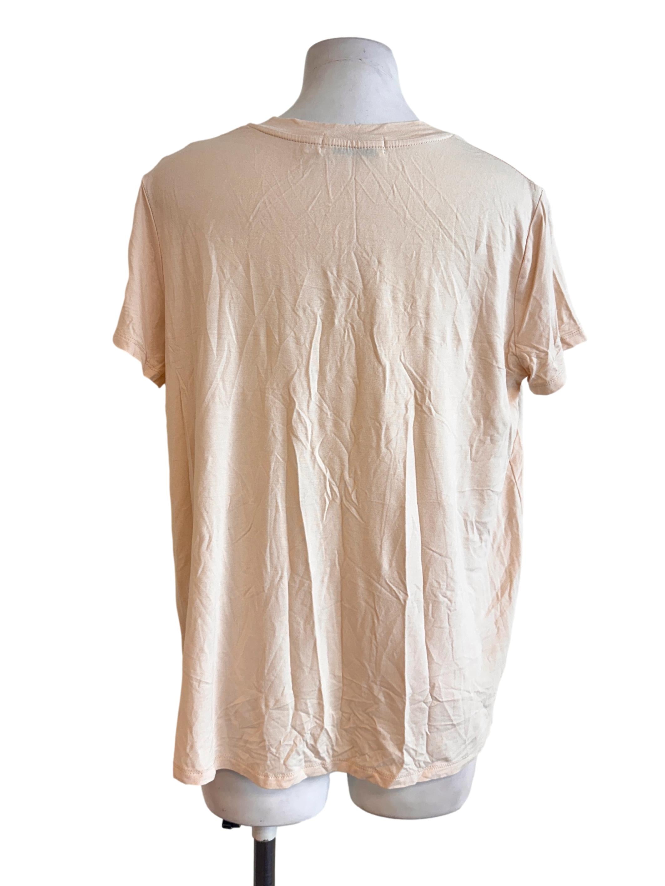 Cantaloupe Orange V Neck Top TEM