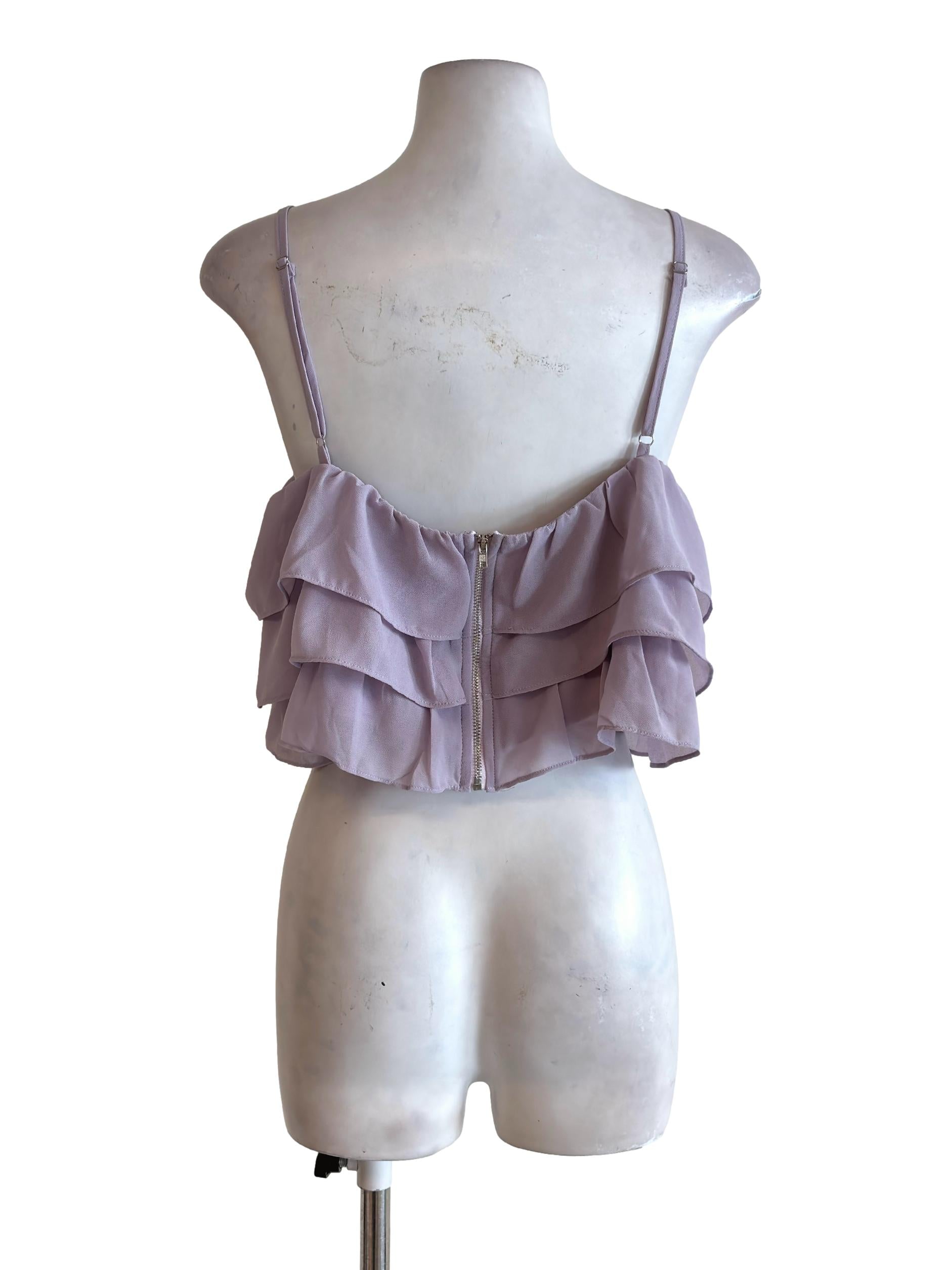 Heather Purple Layer Tiered Strappy Crop Top YHF