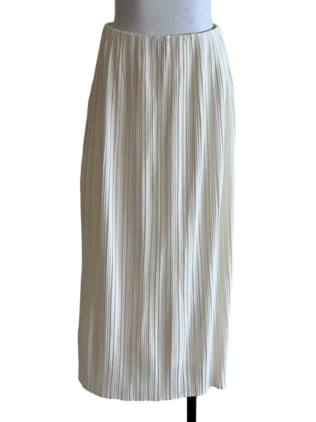 White Pleated A-Line Skirt