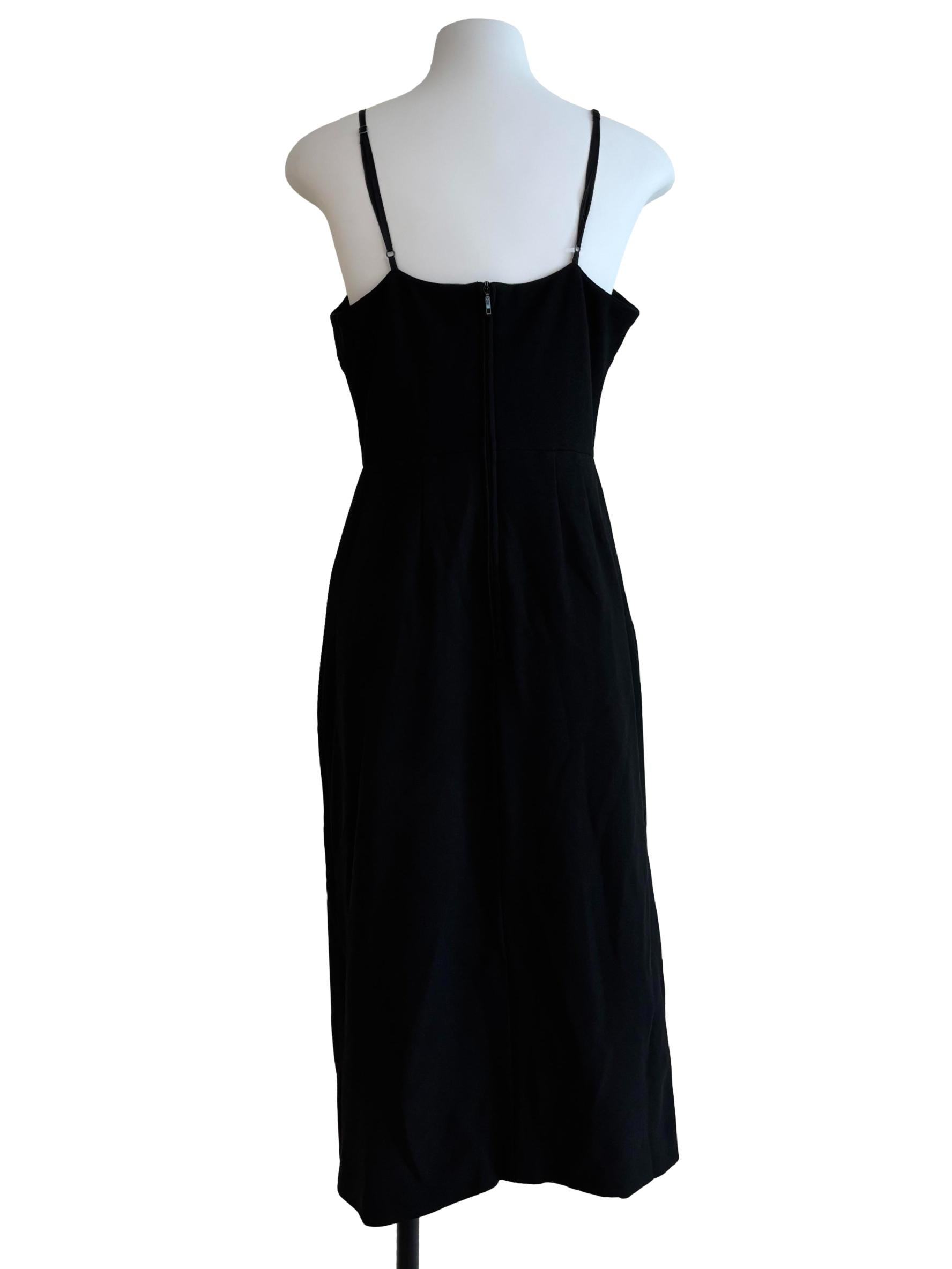 Raven Black Spaghetti Strap Slit Dress