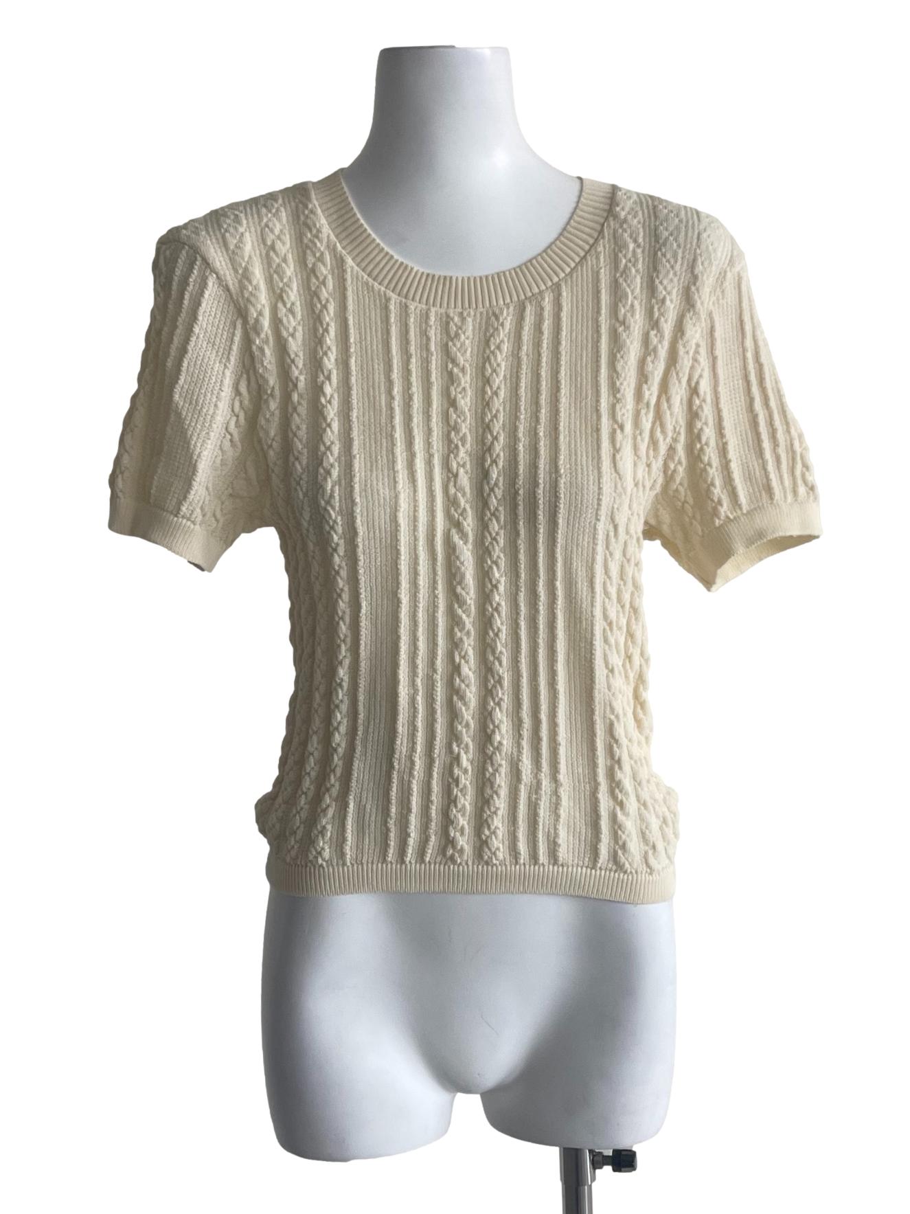 Cream Knitted Crop Sweater