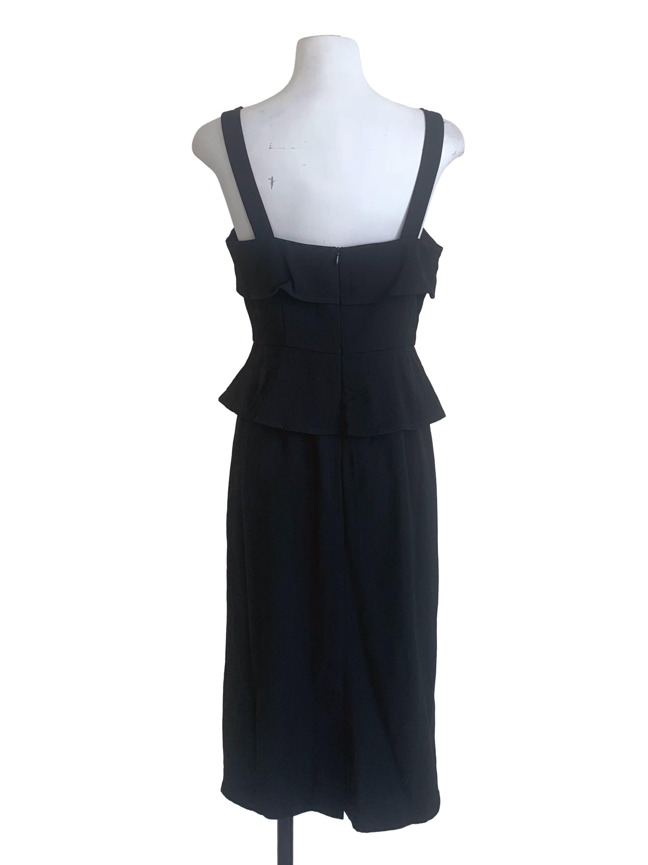 Ebony Black Square Neck Peplum Dress LB