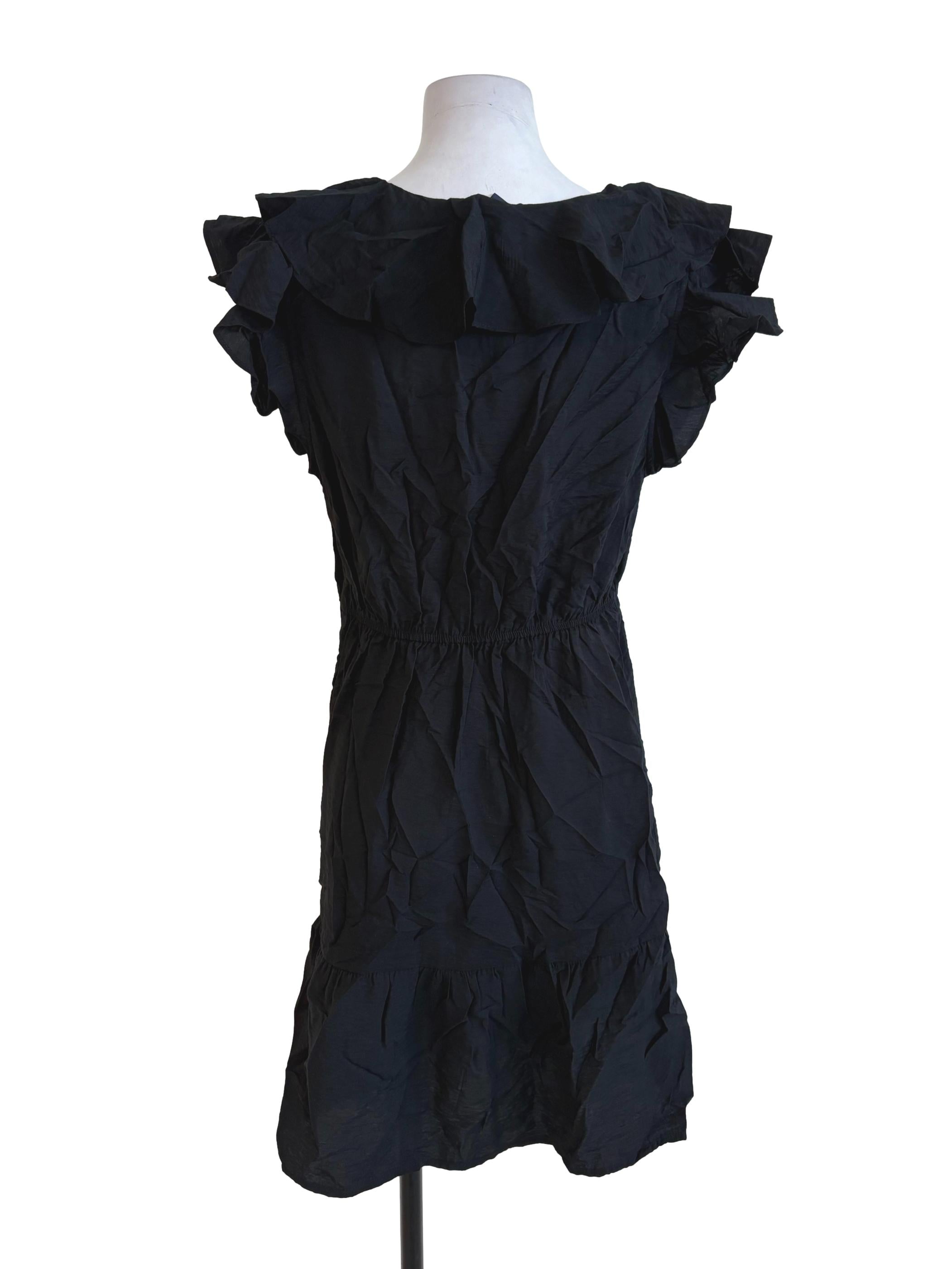 Black Ruffled A-Line Dress