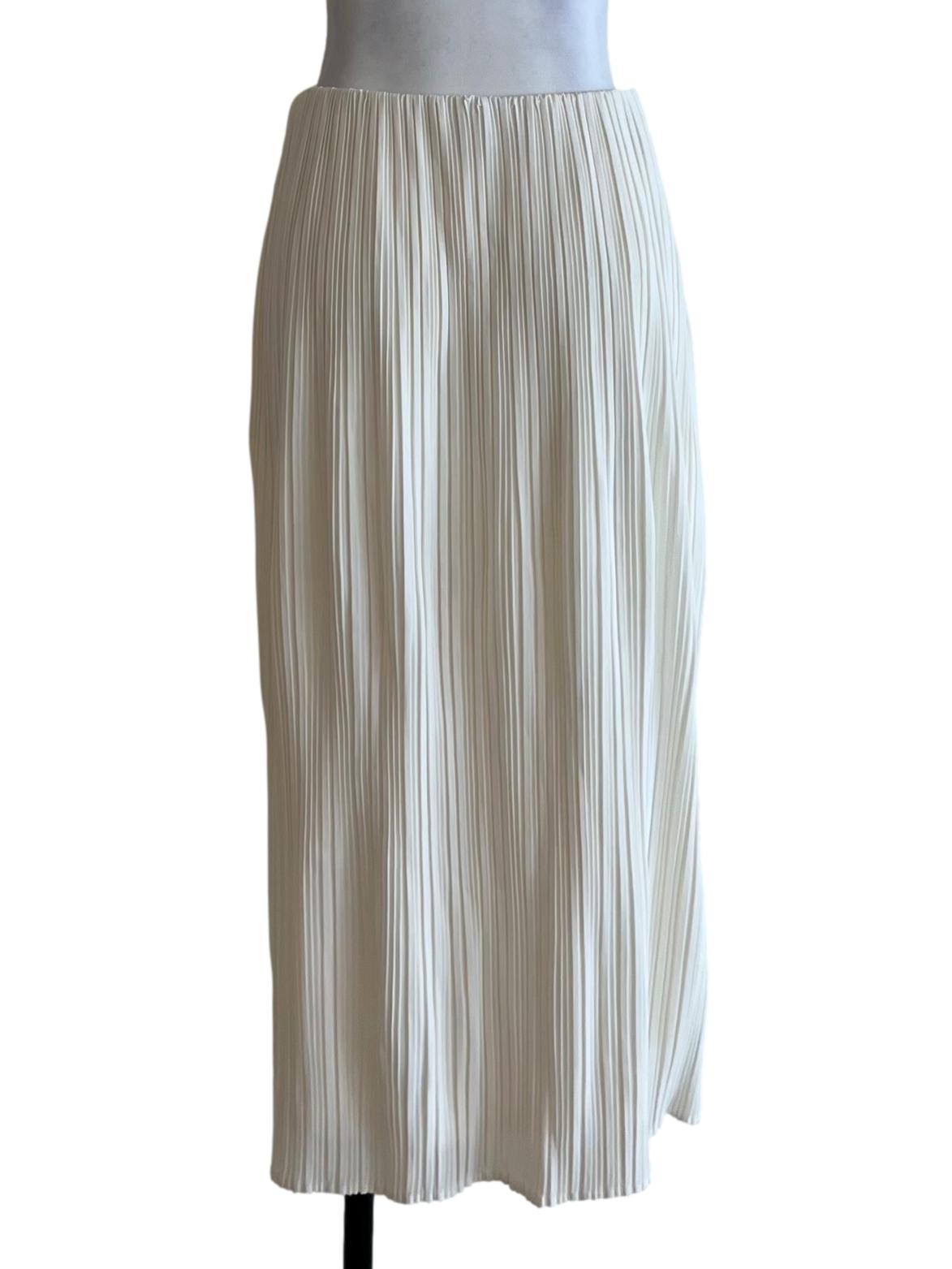 White Pleated A-Line Skirt