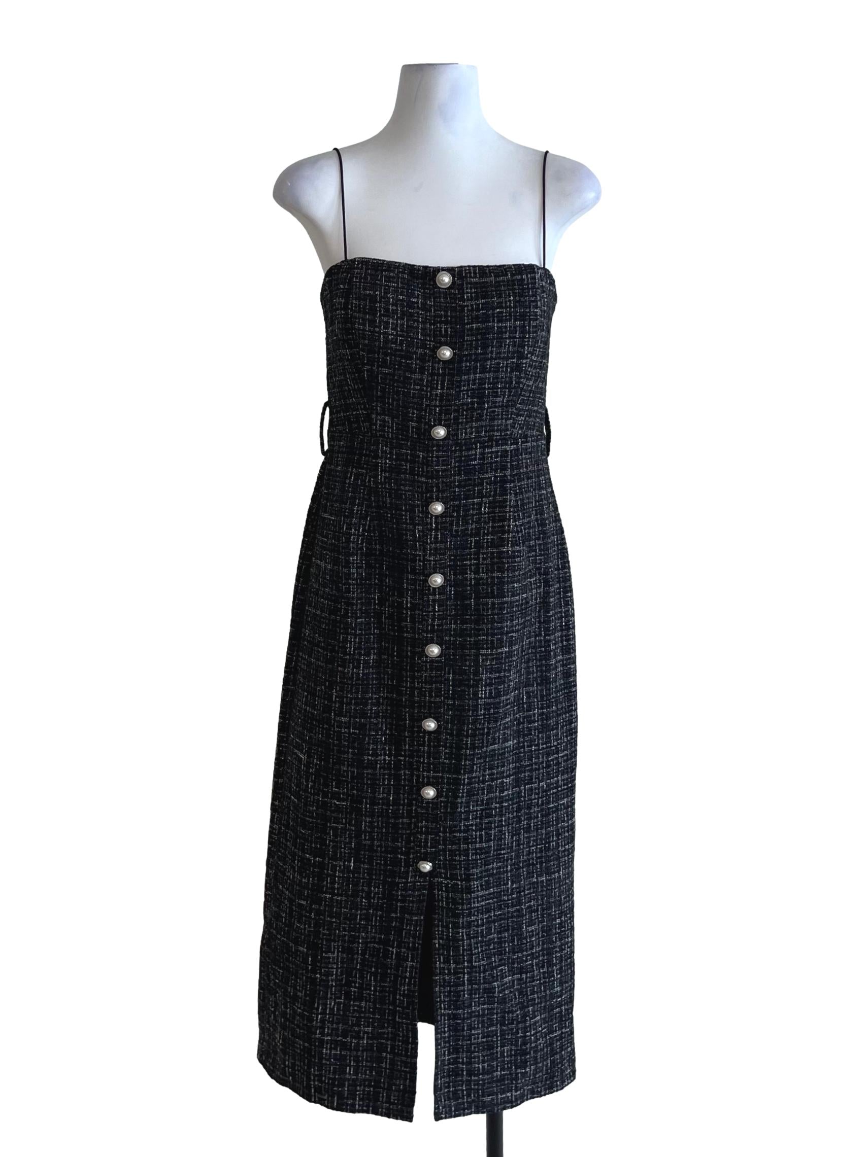 Black Tweed A-Line Dress