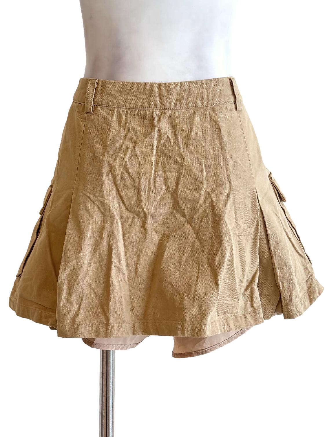 Peanut Brown Pleated Mini Skirt