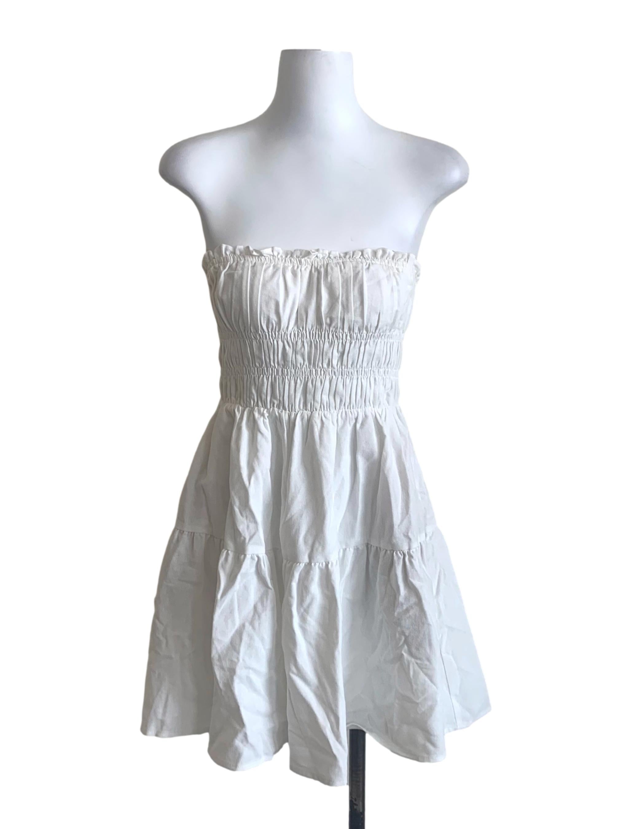 Cotton White Strapless Dress