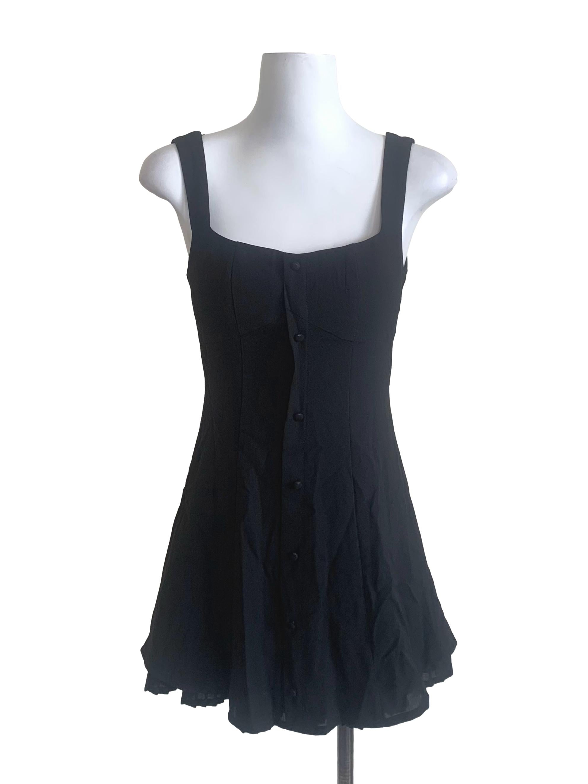 Ink Black Square Neck A-Line Dress YHF
