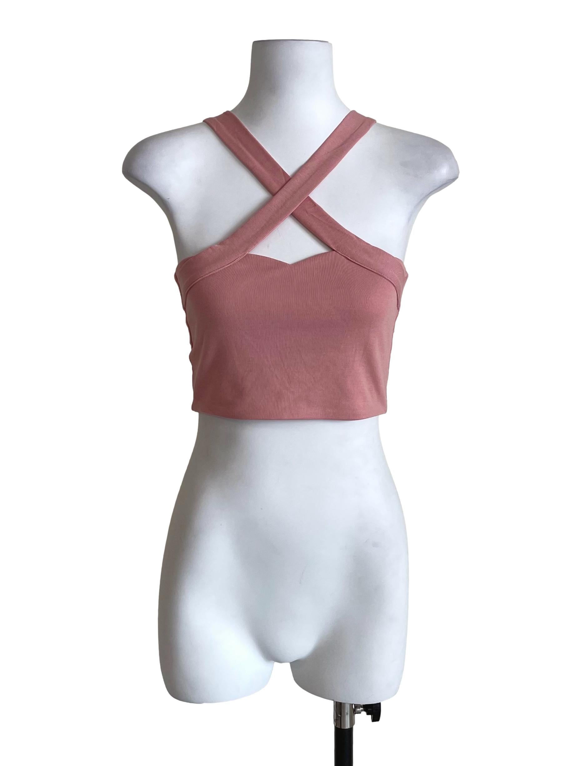 Flamingo Pink Halter Neck Tube Top