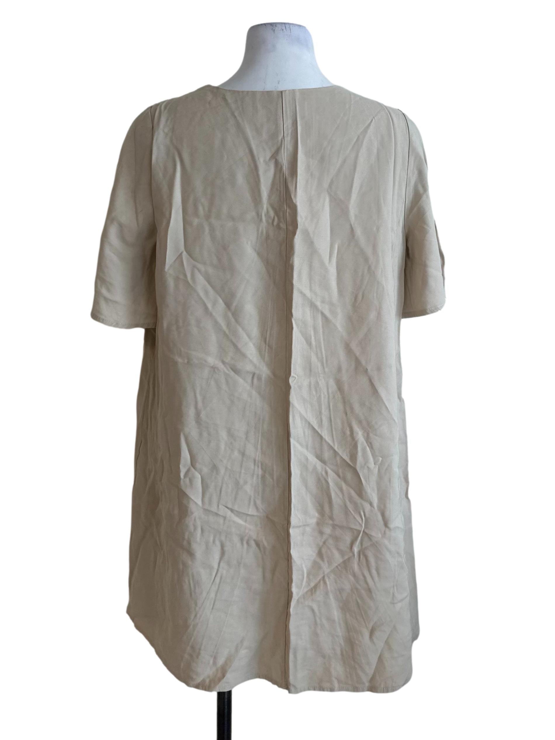 Oat Beige V Neck Dress