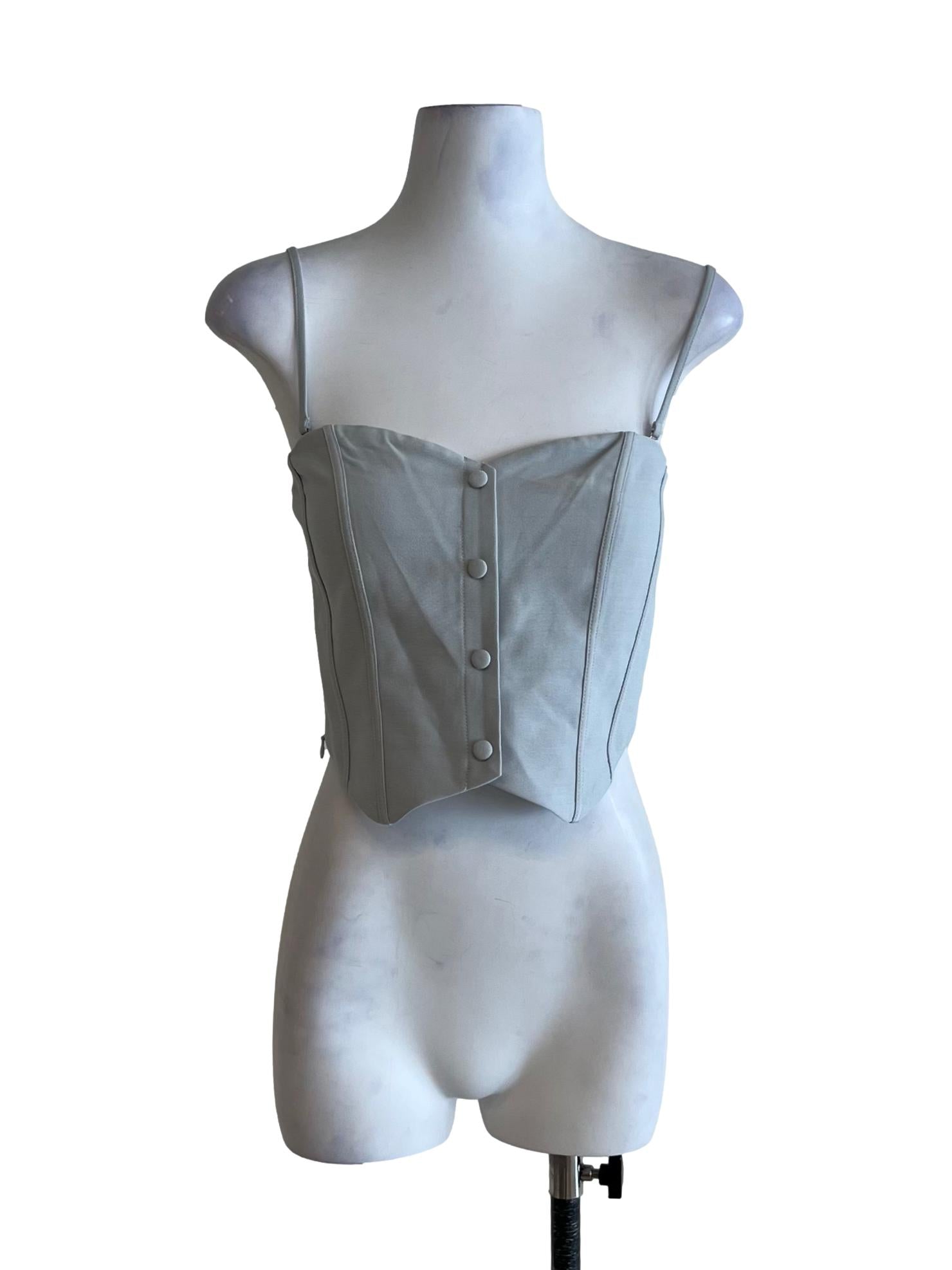 Sky Blue Spaghetti Strap Panelled Top